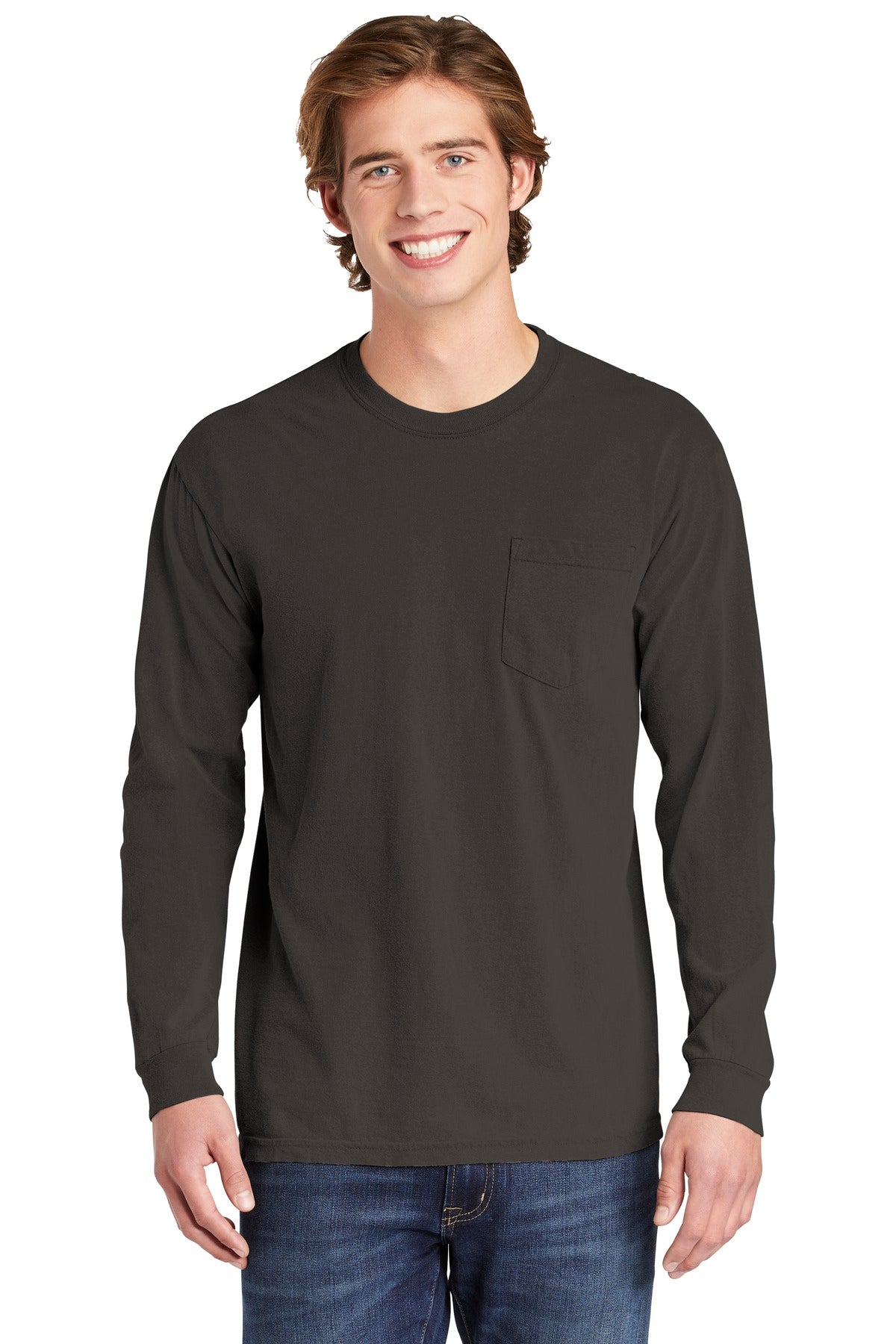 COMFORT COLORS Heavyweight Ring Spun Long Sleeve Pocket Tee - Pepper
