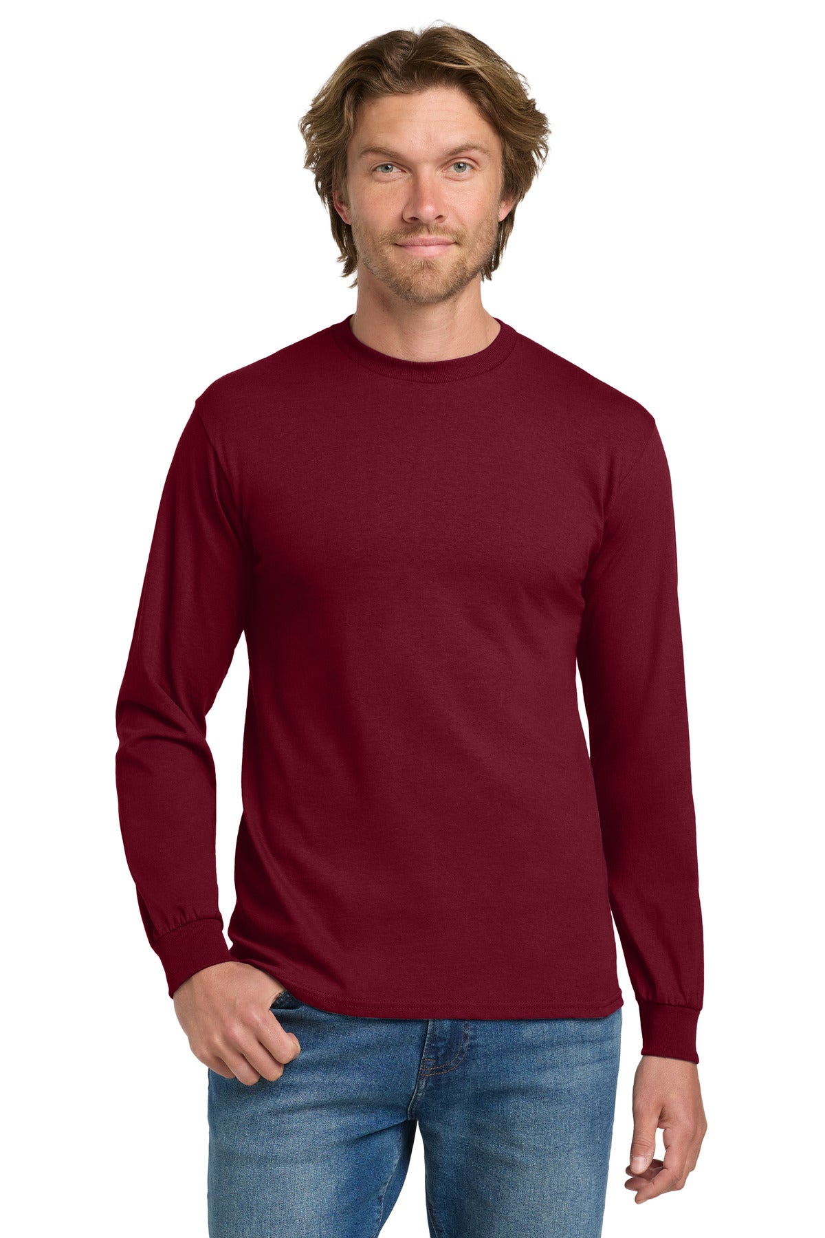 Gildan - Heavy Cotton 100% Cotton Long Sleeve T-Shirt - Cardinal Red