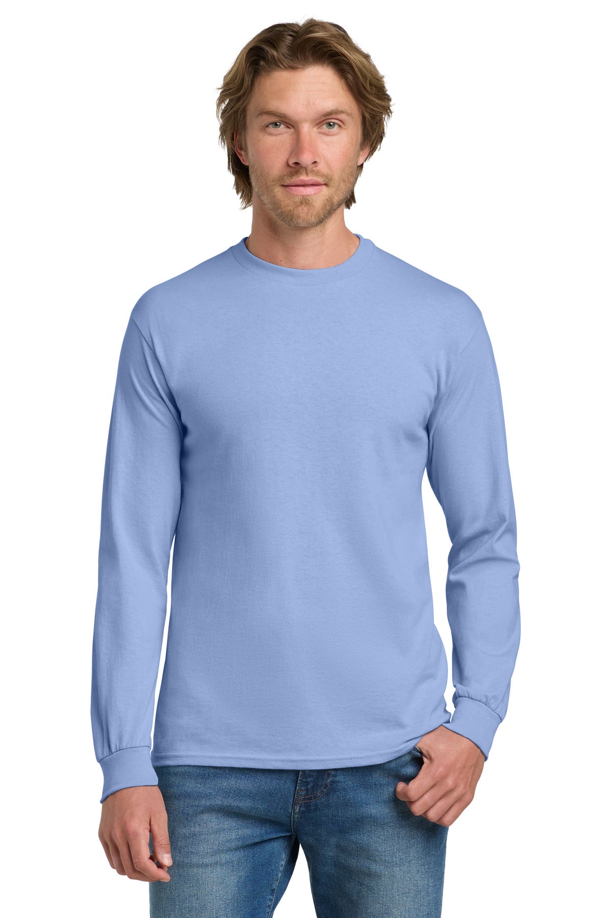 Gildan - Heavy Cotton 100% Cotton Long Sleeve T-Shirt - Carolina Blue