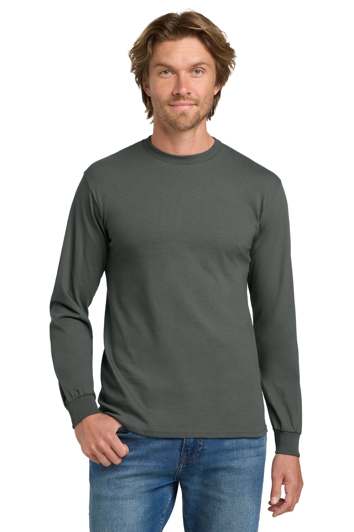 Gildan - Heavy Cotton 100% Cotton Long Sleeve T-Shirt - Charcoal