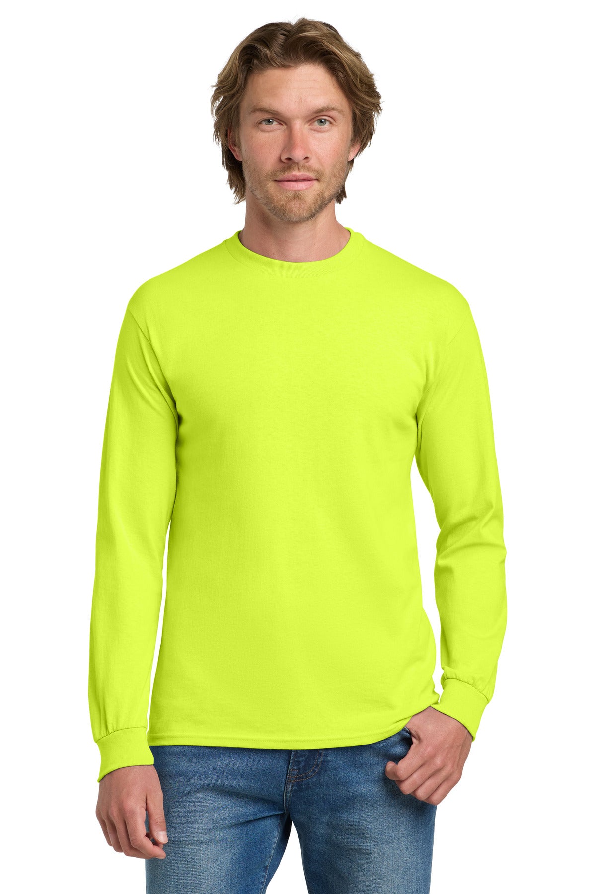 Gildan - Heavy Cotton 100% Cotton Long Sleeve T-Shirt - Safety Green