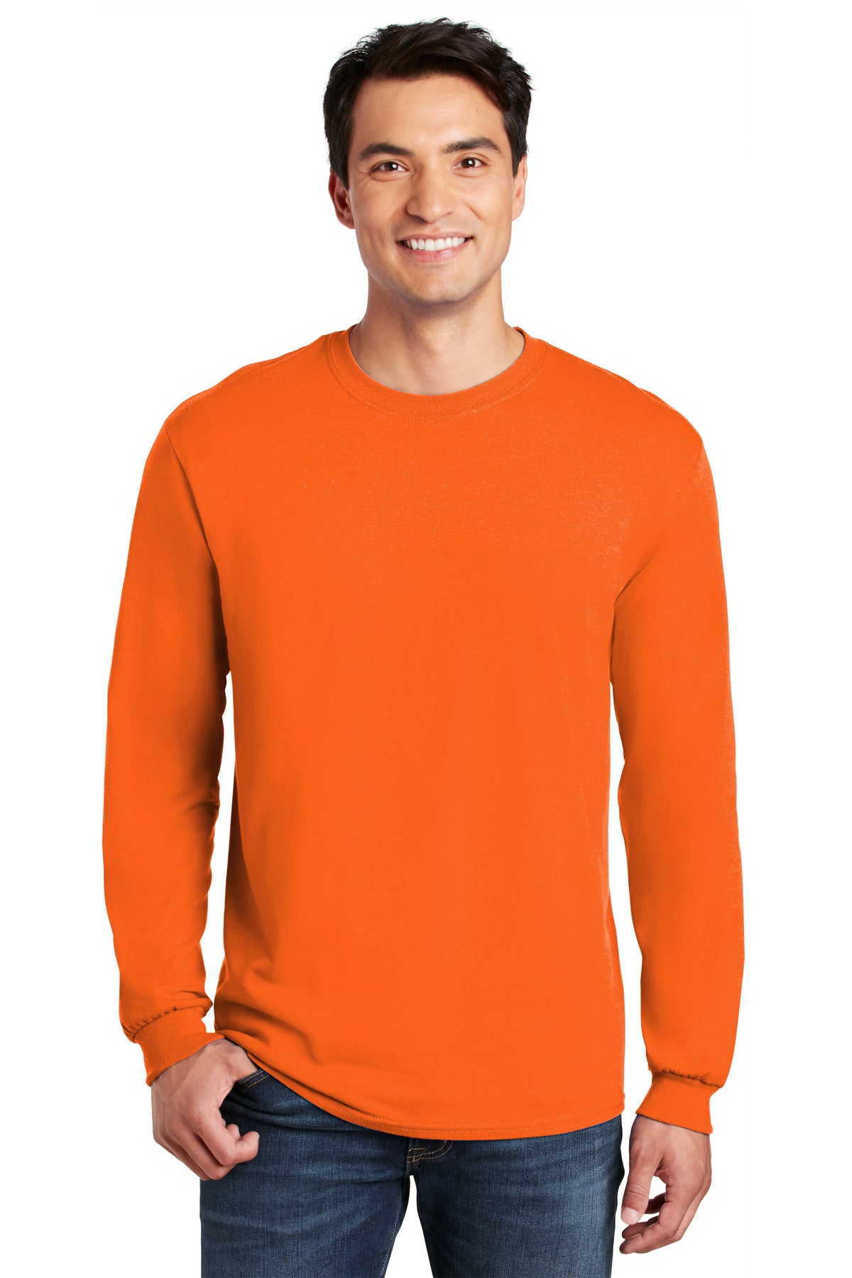 Gildan - Heavy Cotton 100% Cotton Long Sleeve T-Shirt - S. Orange