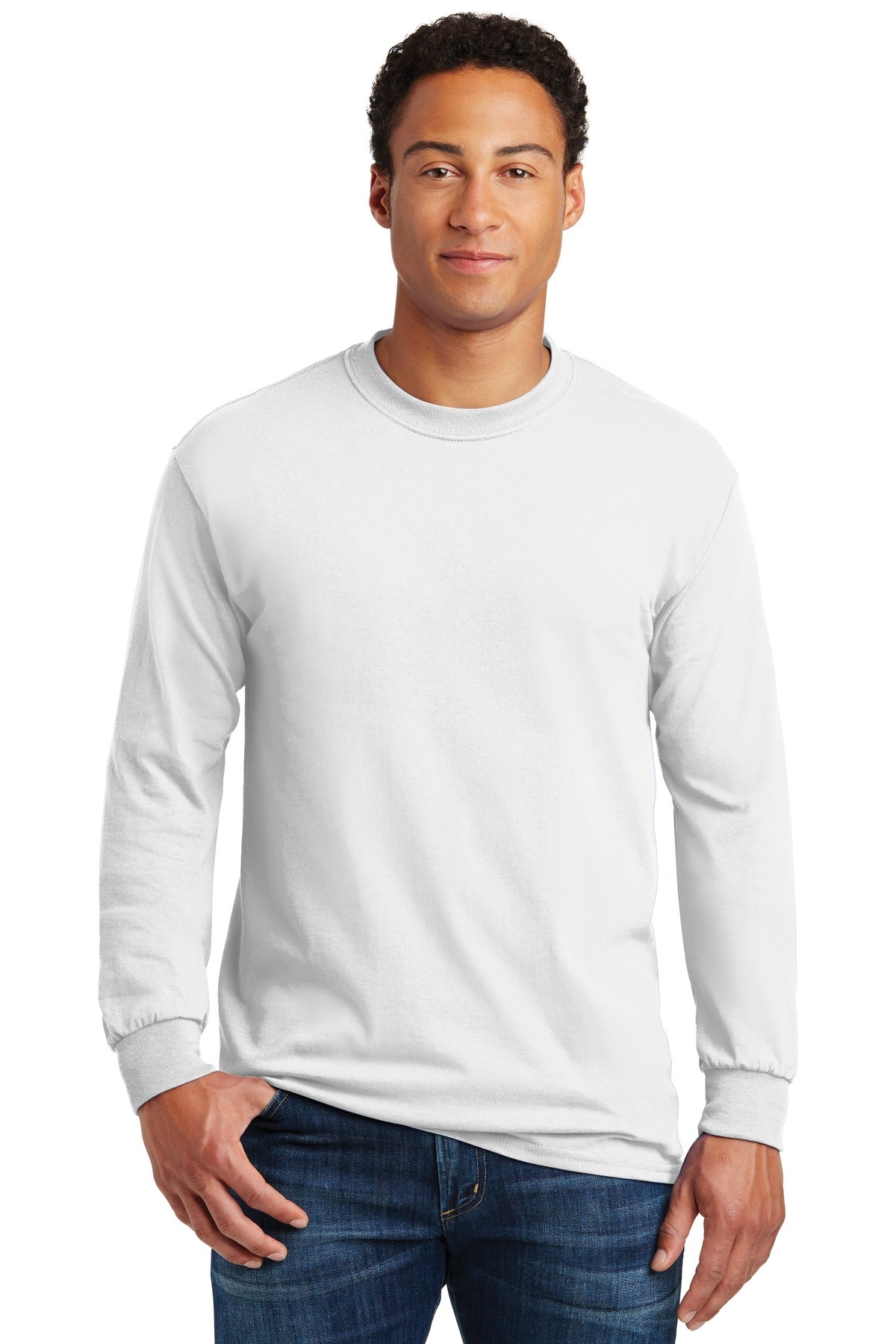 Gildan - Heavy Cotton 100% Cotton Long Sleeve T-Shirt - White