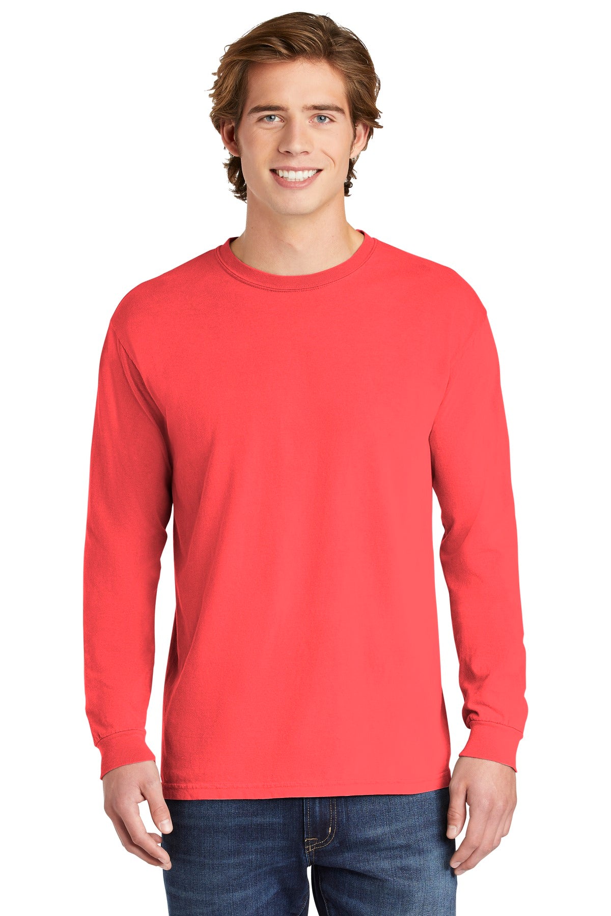 COMFORT COLORS Heavyweight Ring Spun Long Sleeve Tee - Neon Red Orange