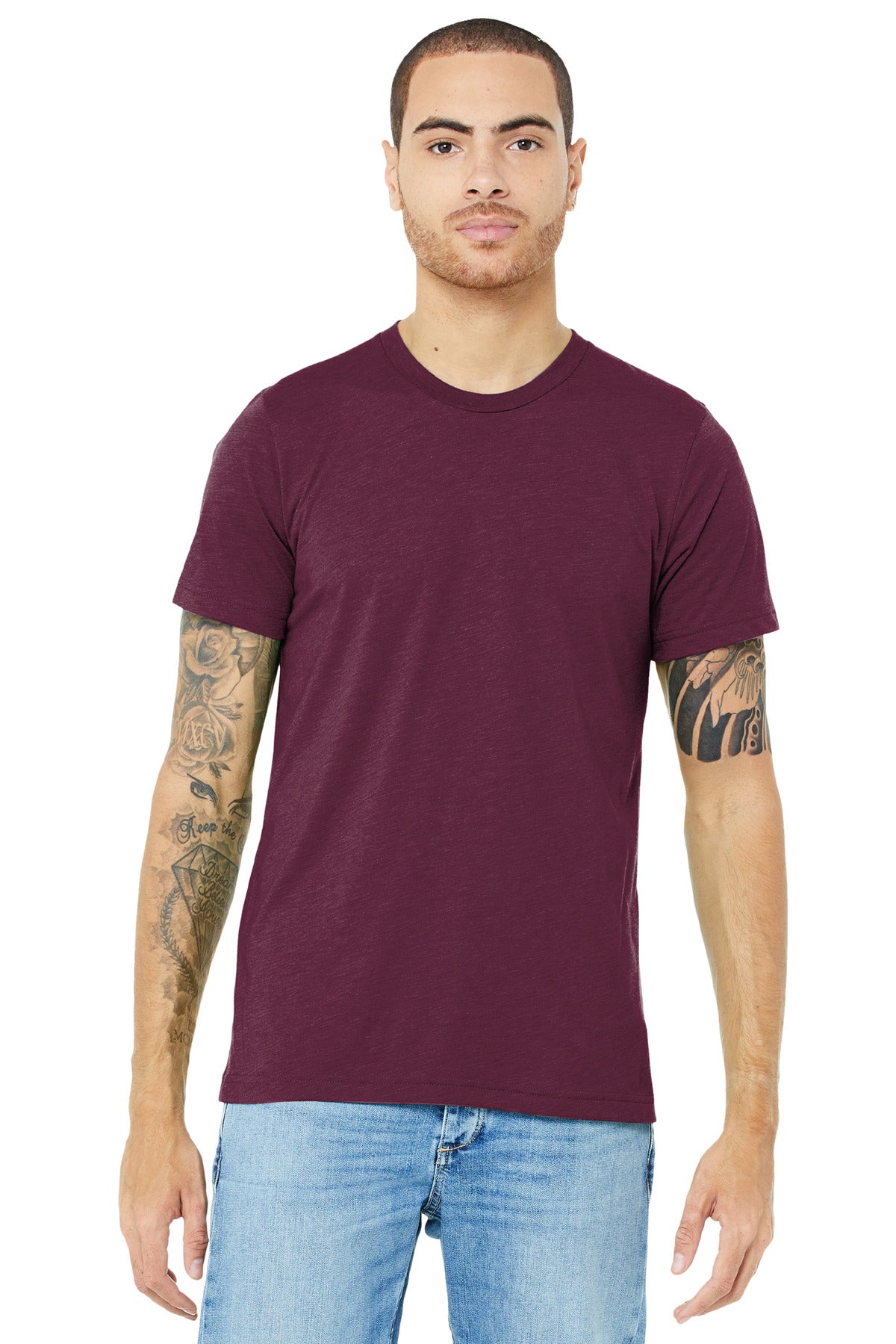 BELLA+CANVAS Unisex Triblend Short Sleeve Tee - Solid Maroon Triblend