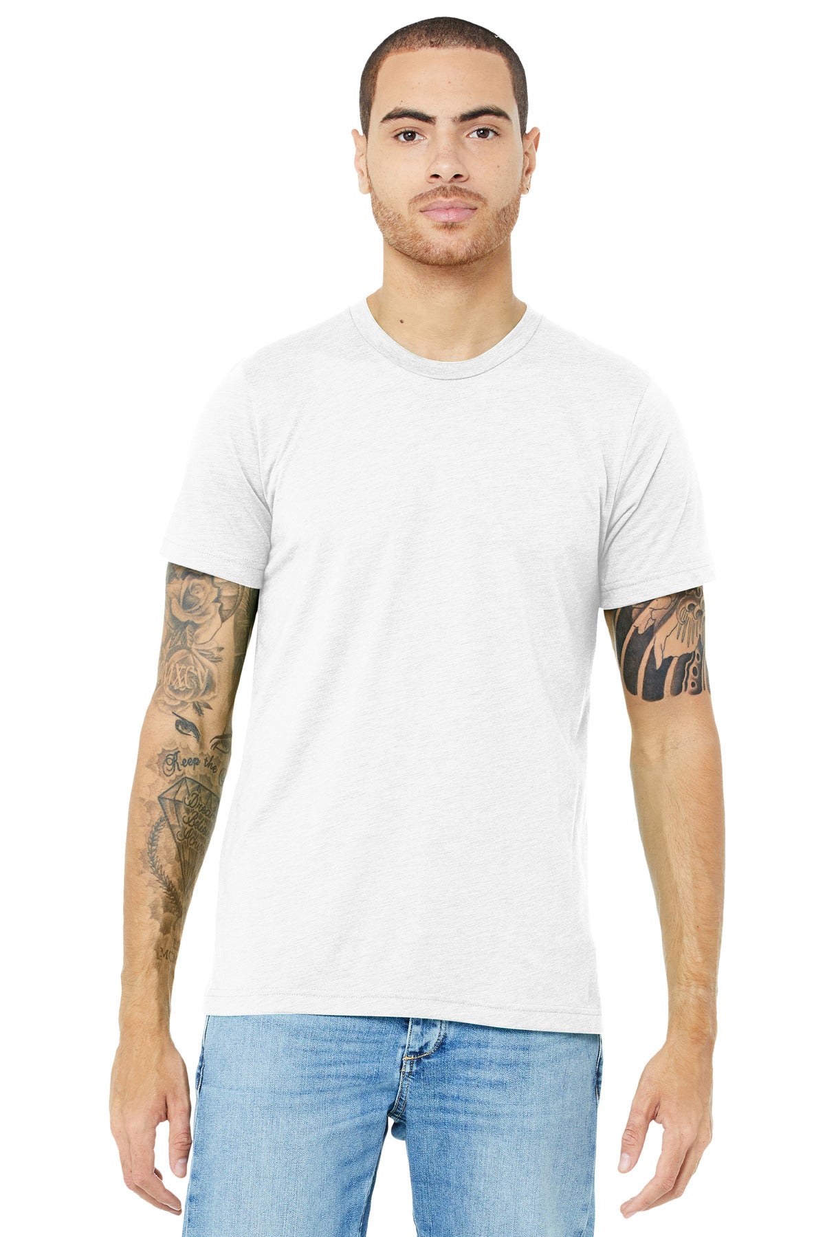 BELLA+CANVAS Unisex Triblend Short Sleeve Tee - Solid White Triblend