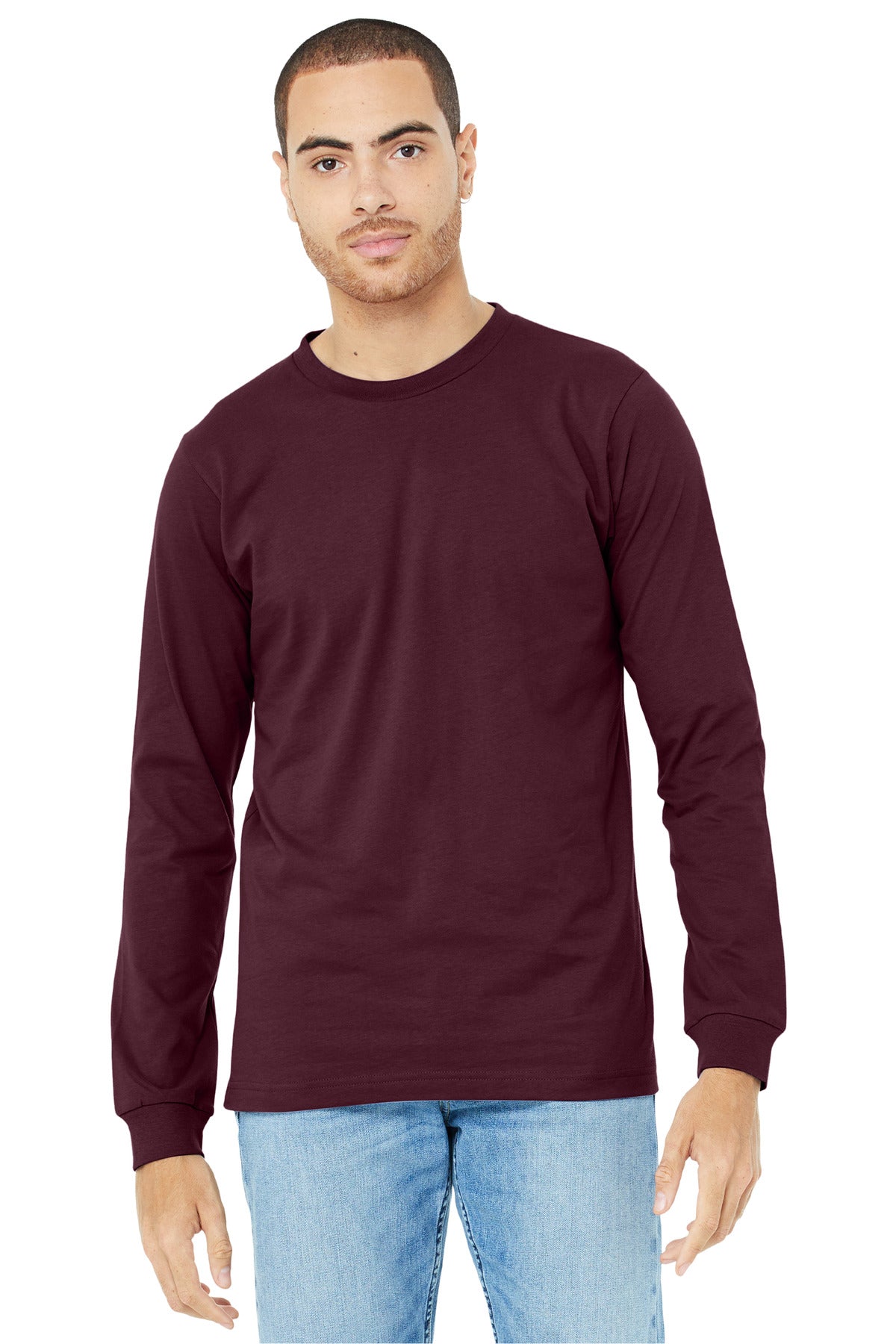 BELLA+CANVAS Unisex Jersey Long Sleeve Tee - Maroon