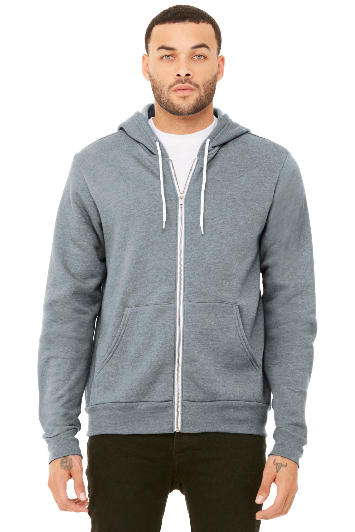 BELLA+CANVAS Unisex Sponge Fleece Full-Zip Hoodie - Athletic Heather