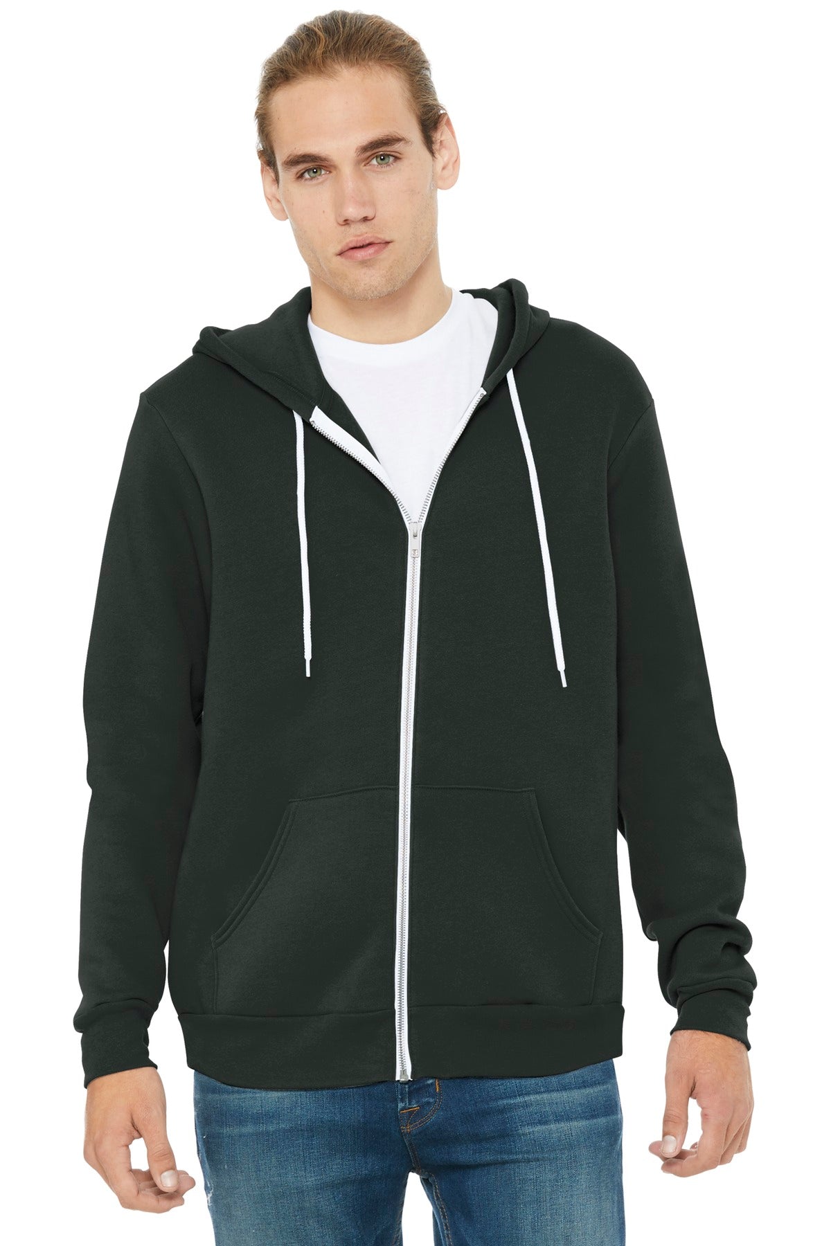 BELLA+CANVAS Unisex Sponge Fleece Full-Zip Hoodie - Dark Grey