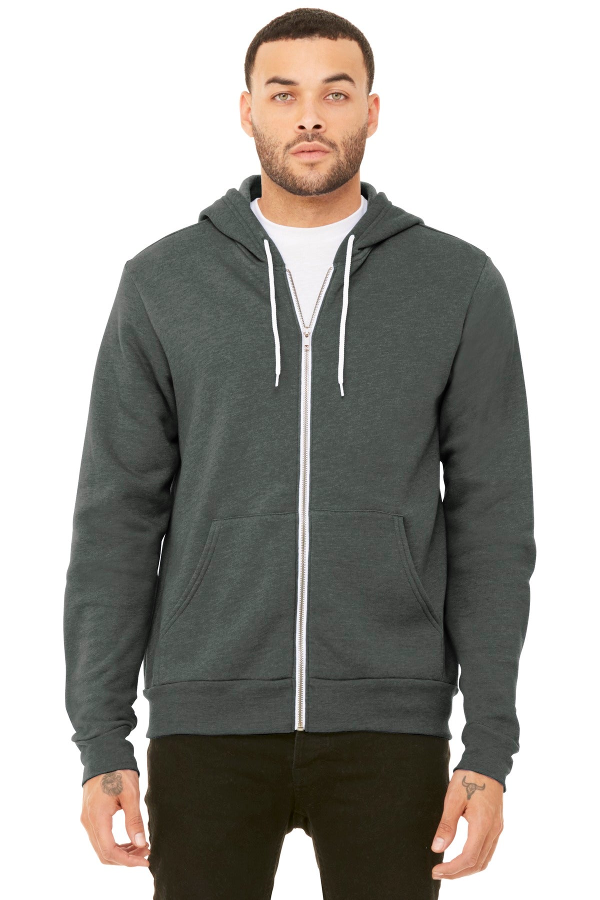 BELLA+CANVAS Unisex Sponge Fleece Full-Zip Hoodie - Deep Heather