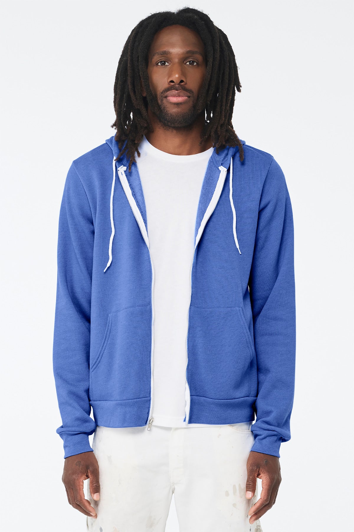 BELLA+CANVAS Unisex Sponge Fleece Full-Zip Hoodie - Heather Columbia Blue