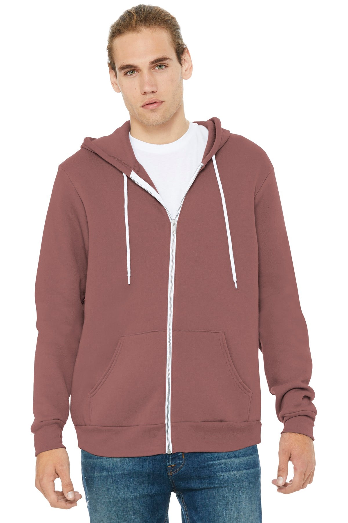 BELLA+CANVAS Unisex Sponge Fleece Full-Zip Hoodie - Mauve