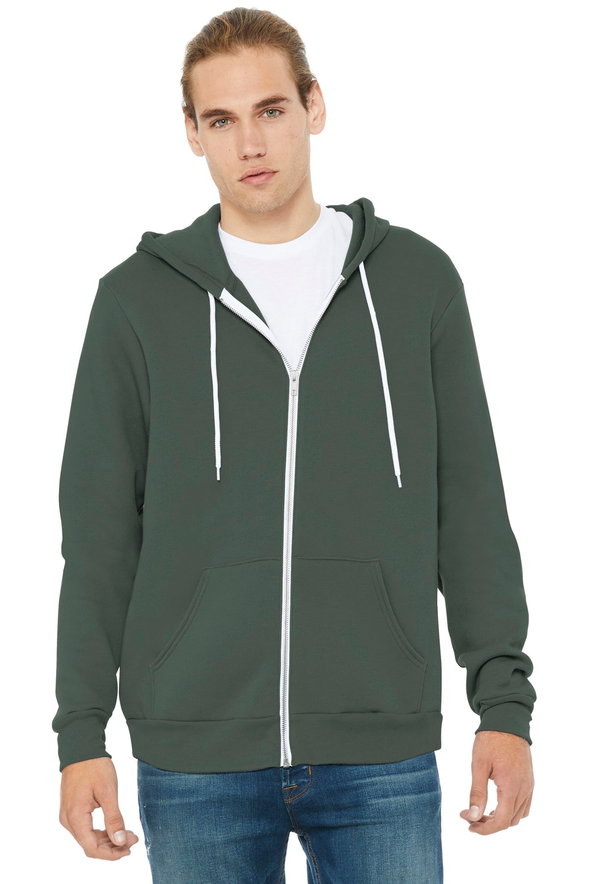 BELLA+CANVAS Unisex Sponge Fleece Full-Zip Hoodie - Military Green