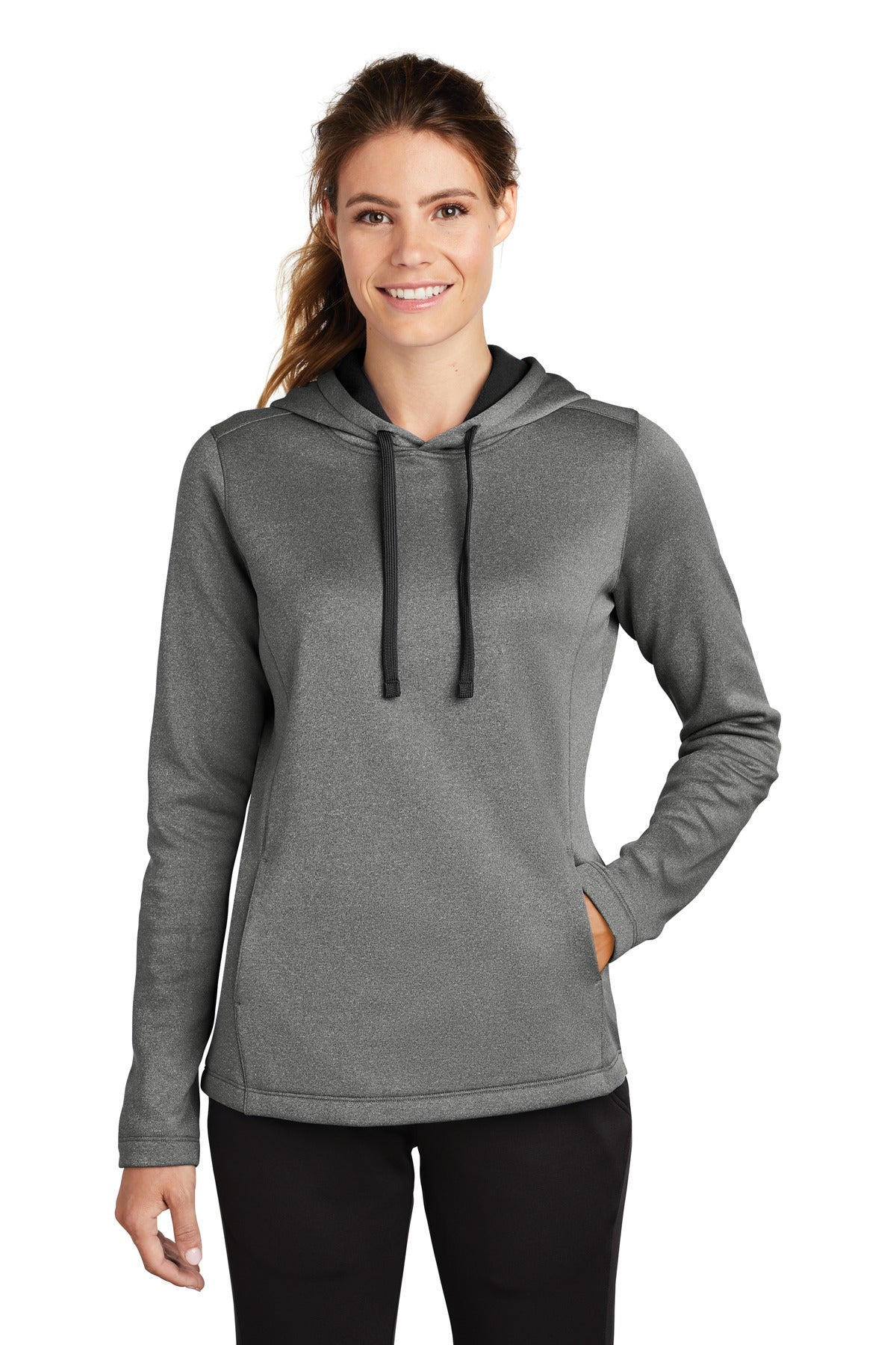 Sport-Tek Women's PosiCharge Sport-Wick Heather Fleece Hooded Pullover