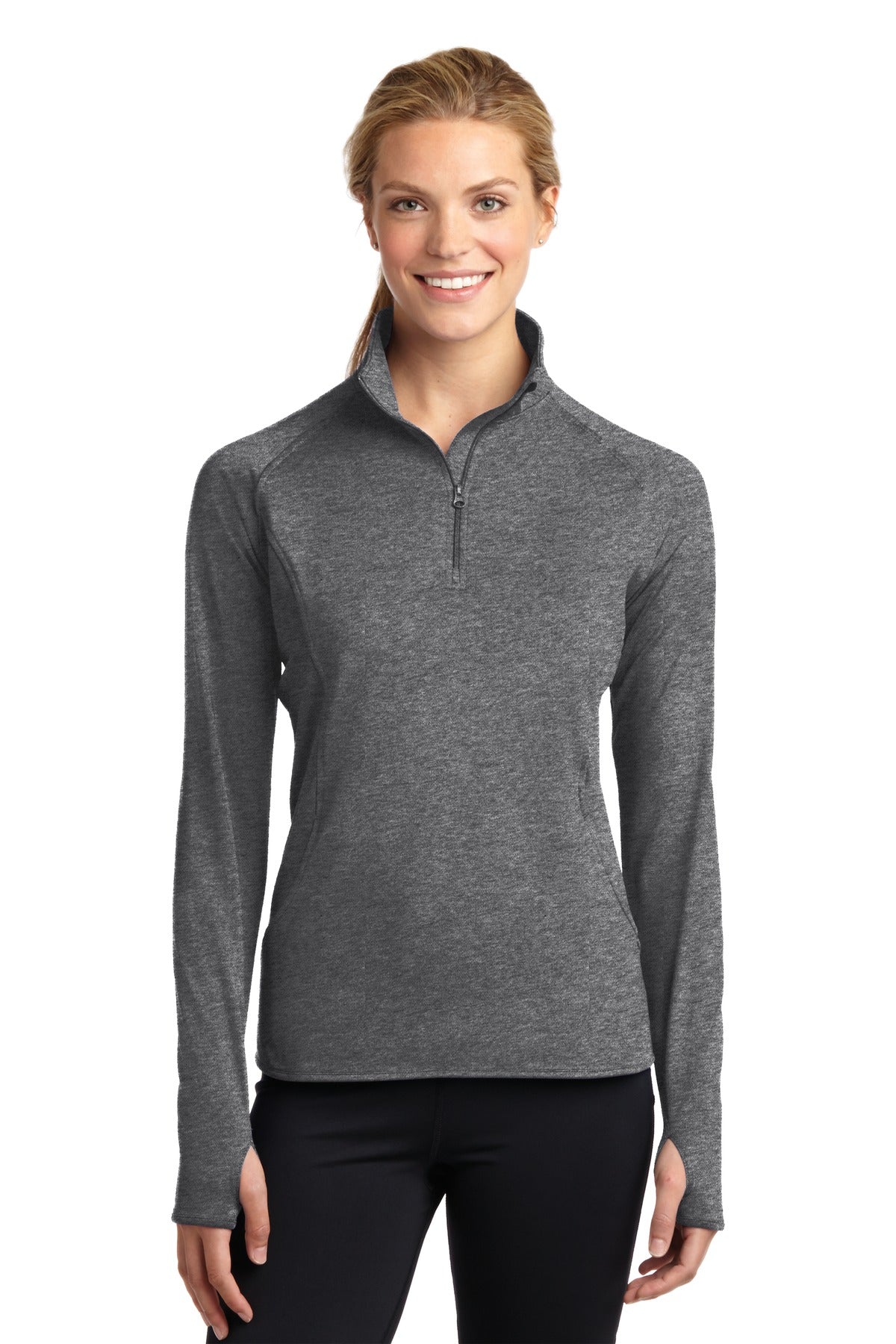 Sport-Tek Women's Sport-Wick Stretch 1/4-Zip Pullover - Charcoal Grey Heather