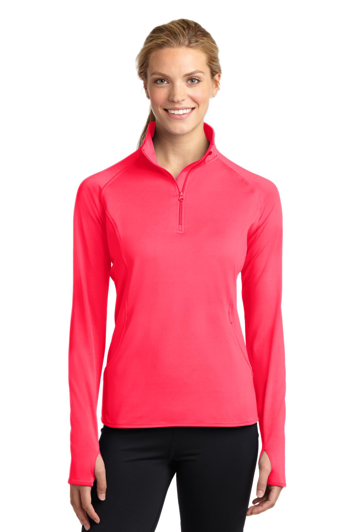 Sport-Tek Women's Sport-Wick Stretch 1/4-Zip Pullover - Hot Coral