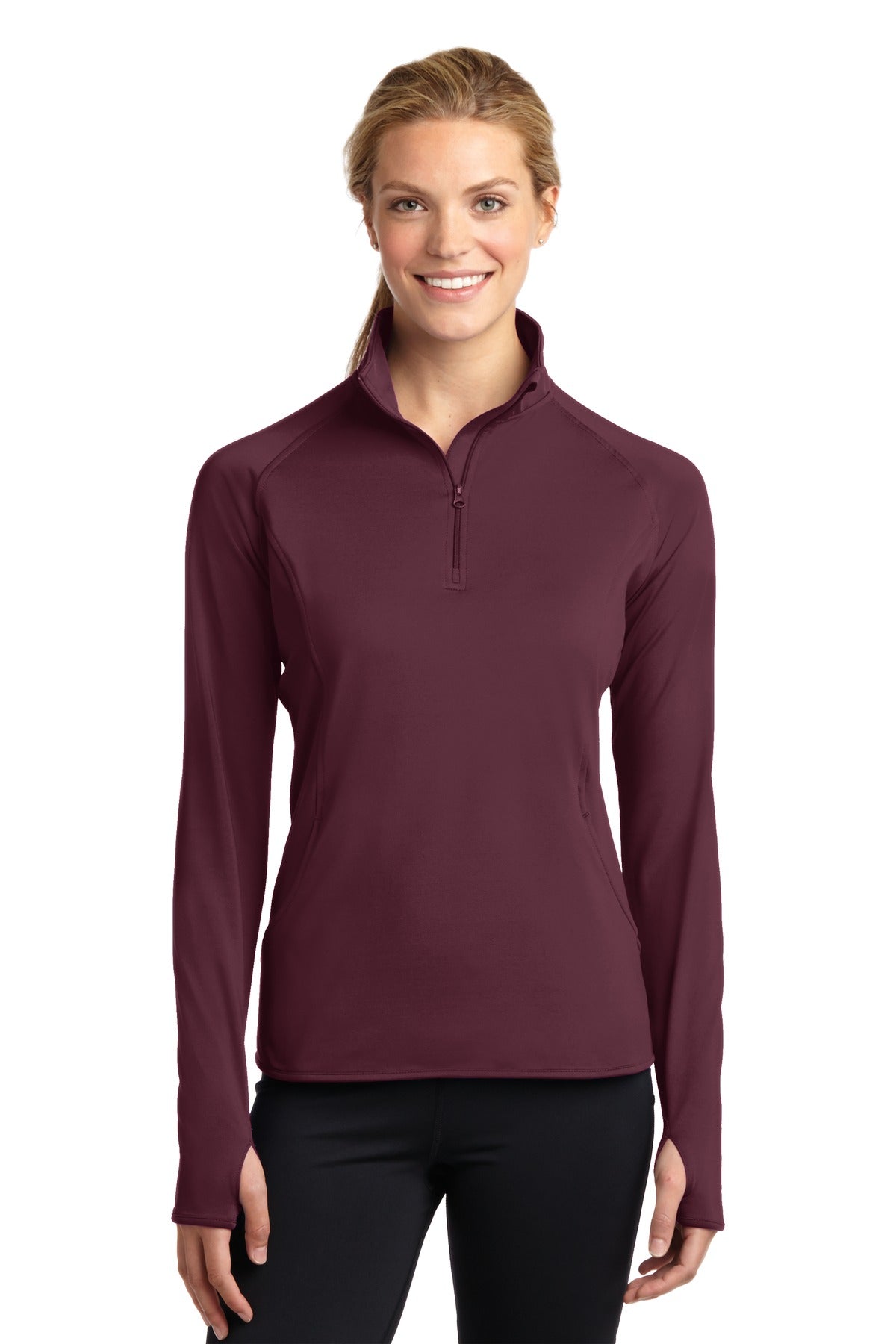 Sport-Tek Women's Sport-Wick Stretch 1/4-Zip Pullover - Maroon