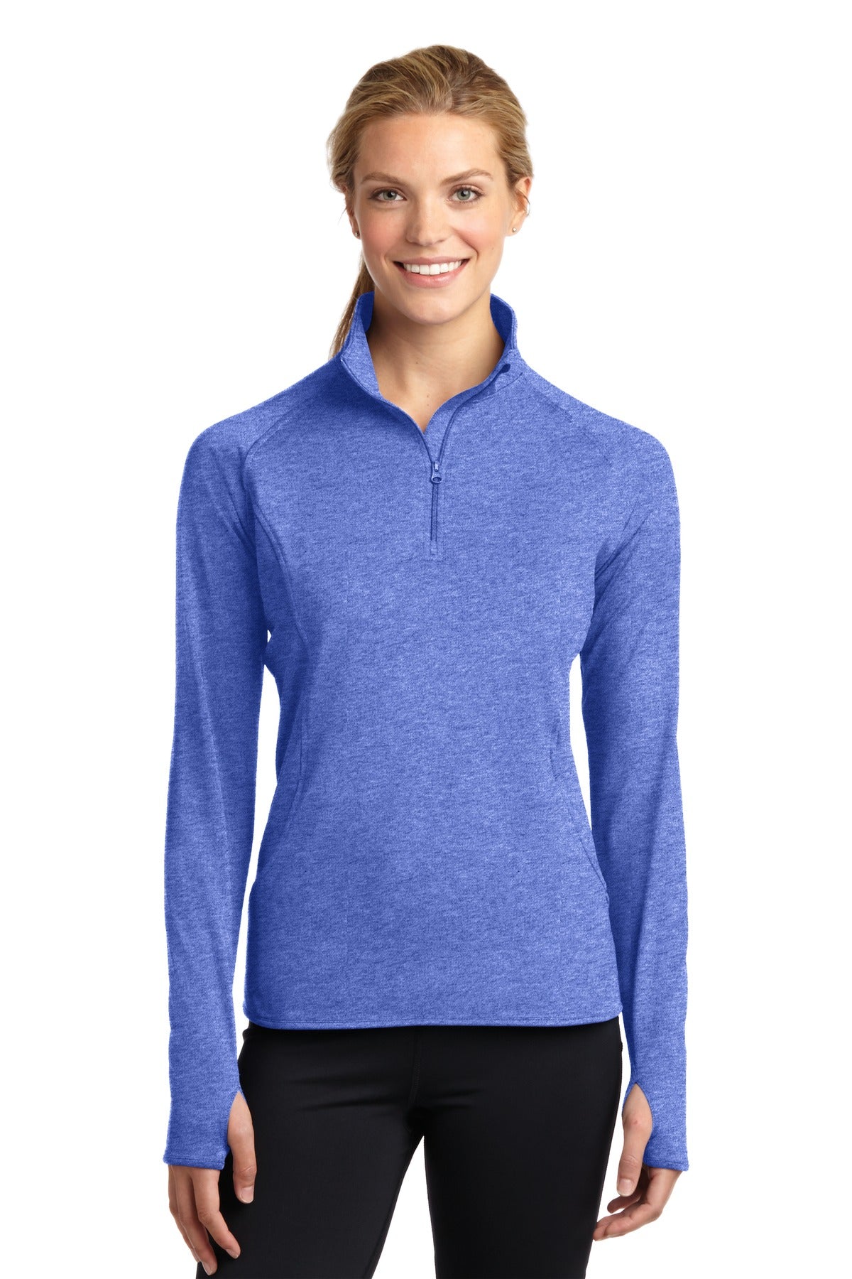 Sport-Tek Women's Sport-Wick Stretch 1/4-Zip Pullover - True Royal Heather