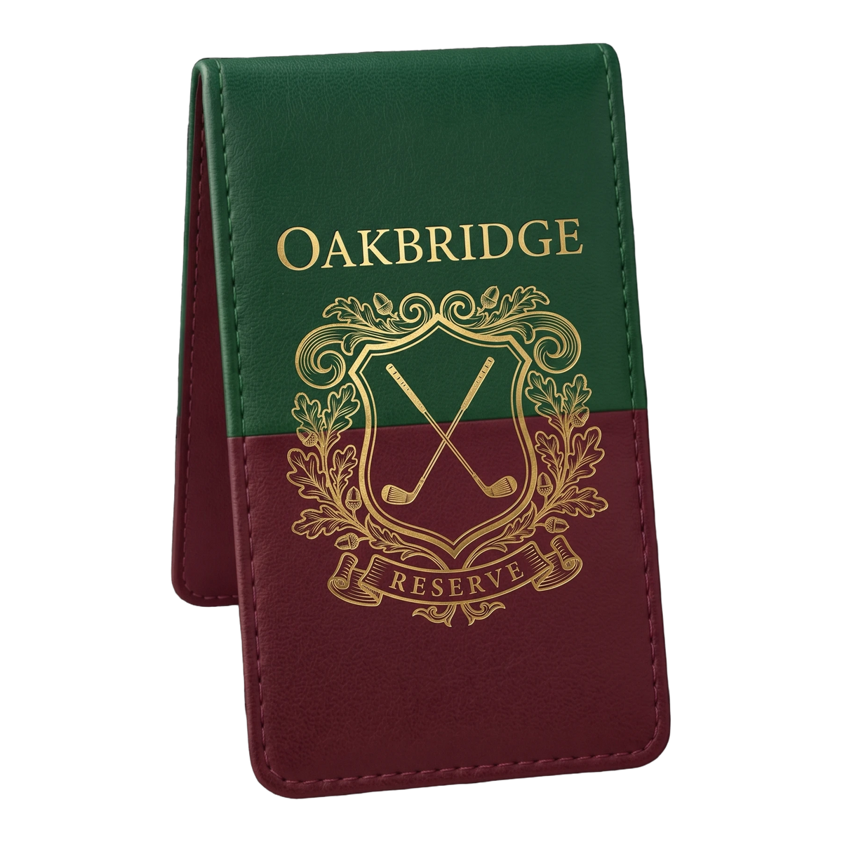 Custom Golf Scorecard Holder - Oakbridge crest design