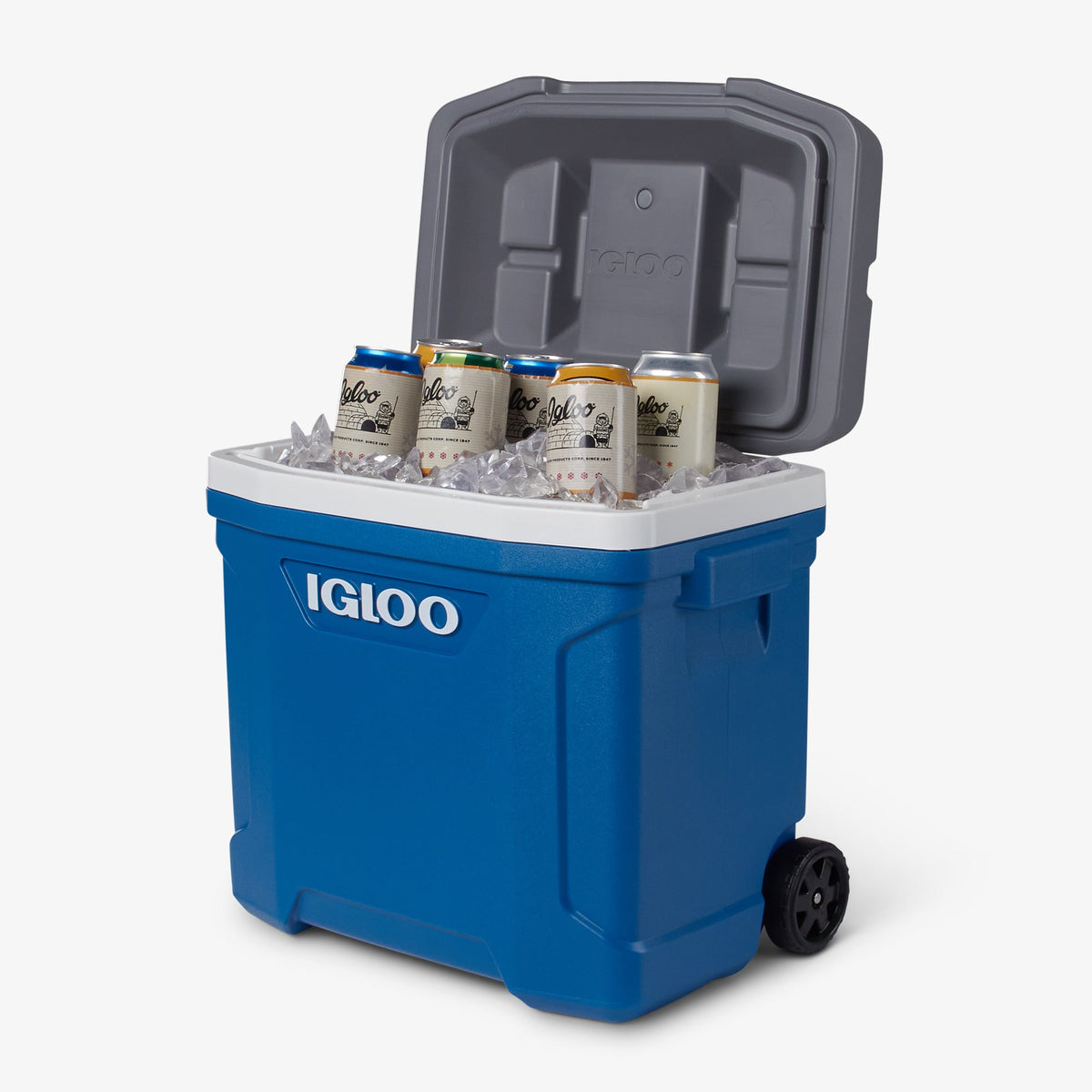 Custom Igloo Latitude 30 Qt Roller Cooler, Blue
