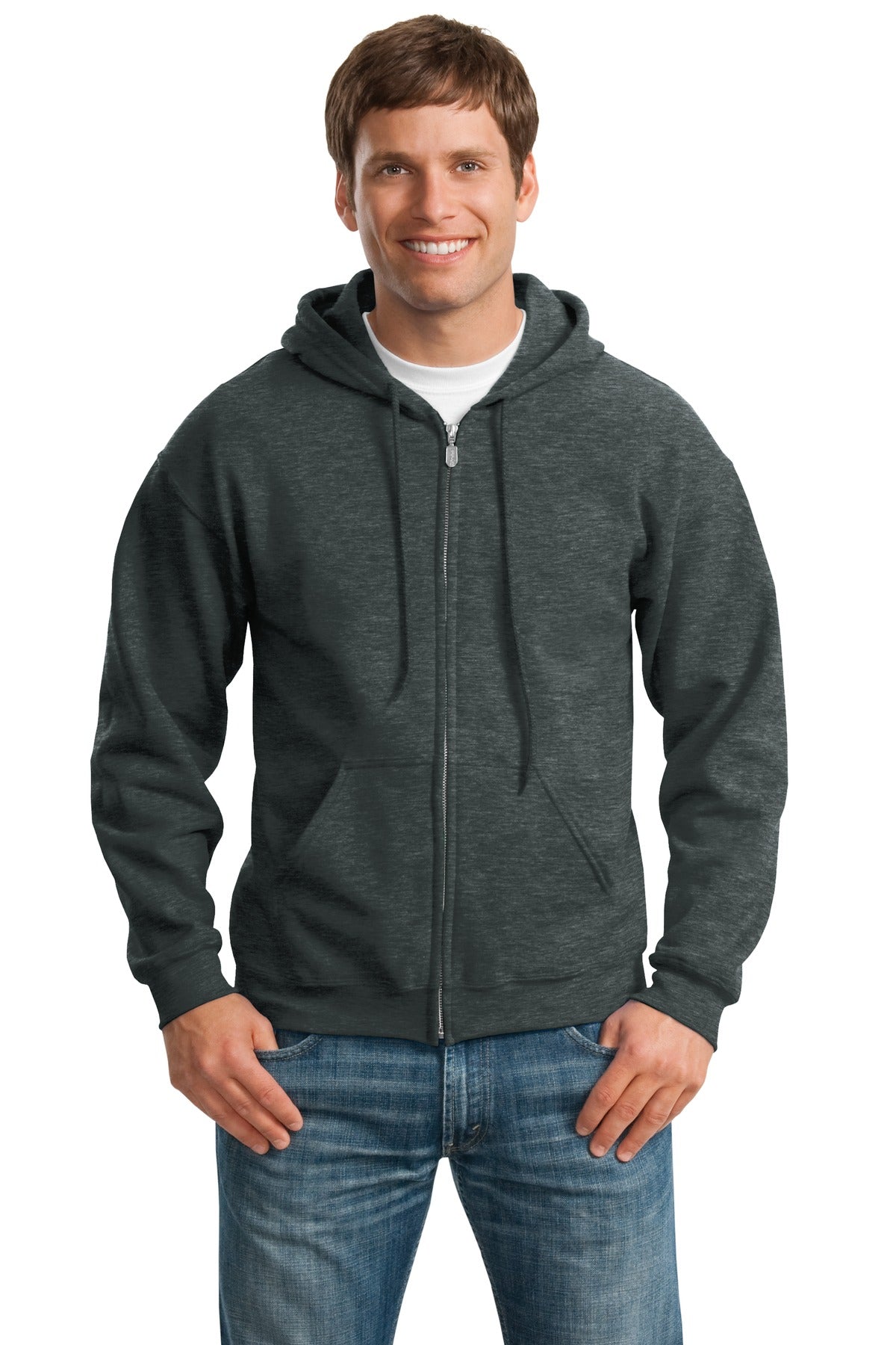 Gildan Heavy Blend™ Full-Zip Hooded Sweatshirt - Dark Heather Grey