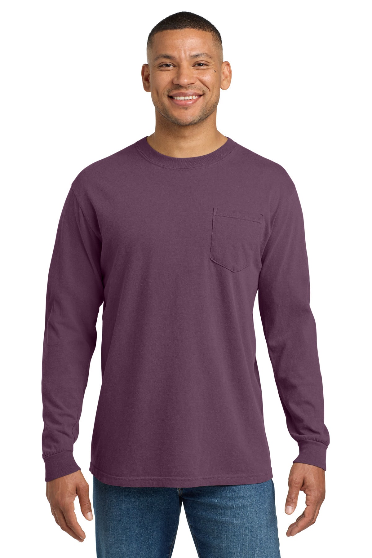 COMFORT COLORS  Heavyweight Ring Spun Long Sleeve Pocket Tee - Berry
