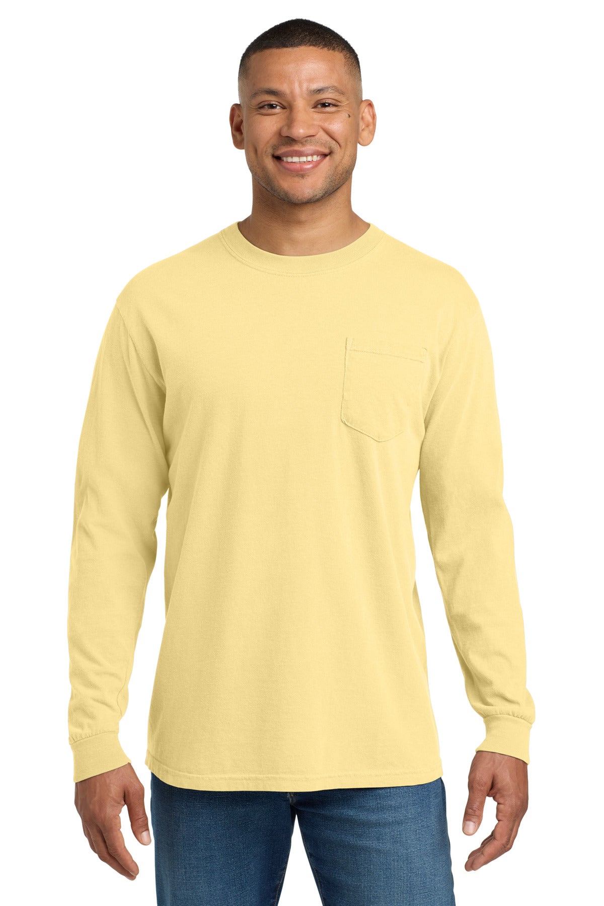 COMFORT COLORS  Heavyweight Ring Spun Long Sleeve Pocket Tee - Butter