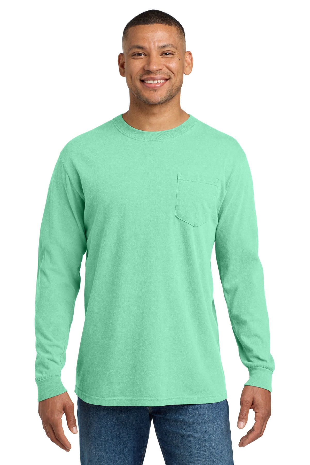 COMFORT COLORS  Heavyweight Ring Spun Long Sleeve Pocket Tee - Island Reef