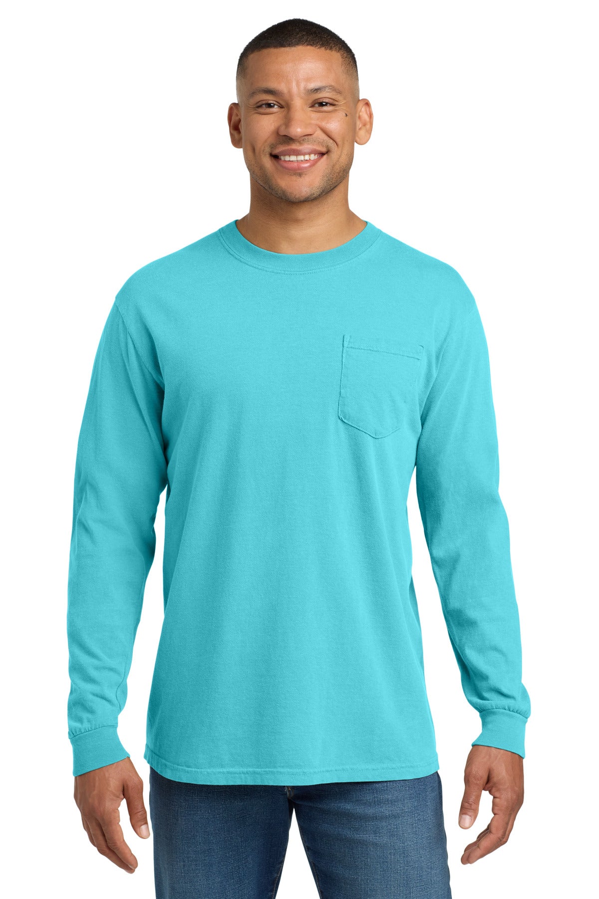 COMFORT COLORS  Heavyweight Ring Spun Long Sleeve Pocket Tee - Lagoon
