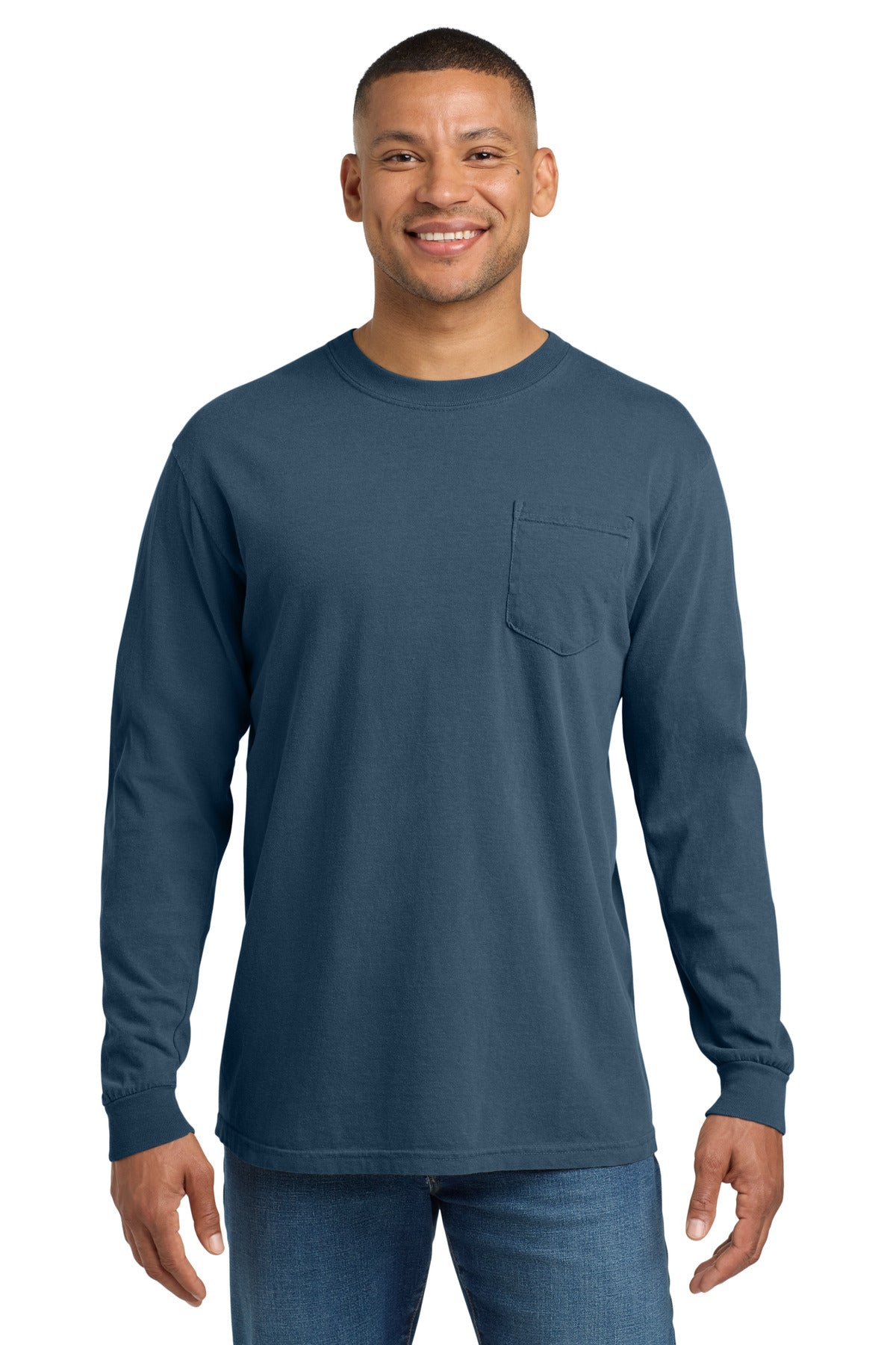 COMFORT COLORS  Heavyweight Ring Spun Long Sleeve Pocket Tee - Midnight
