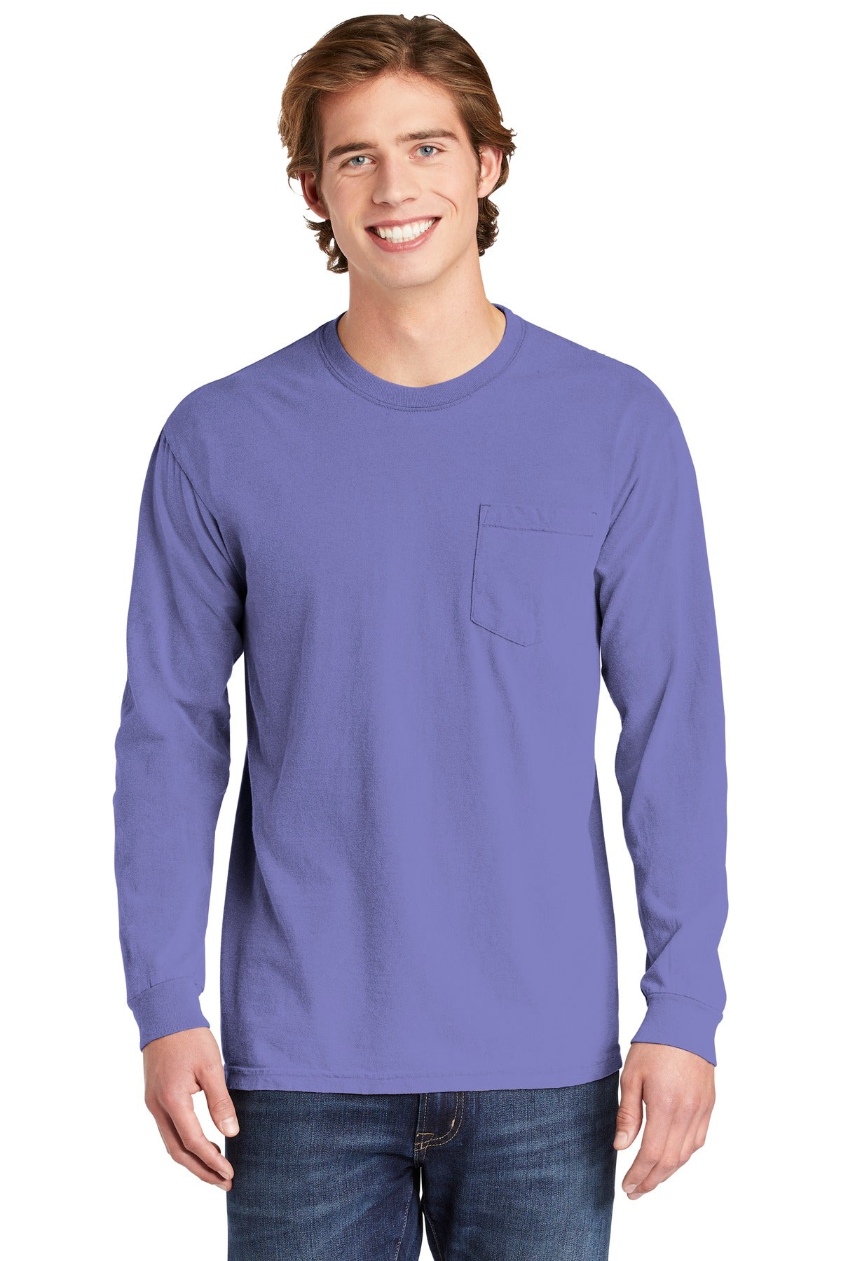COMFORT COLORS  Heavyweight Ring Spun Long Sleeve Pocket Tee - Violet