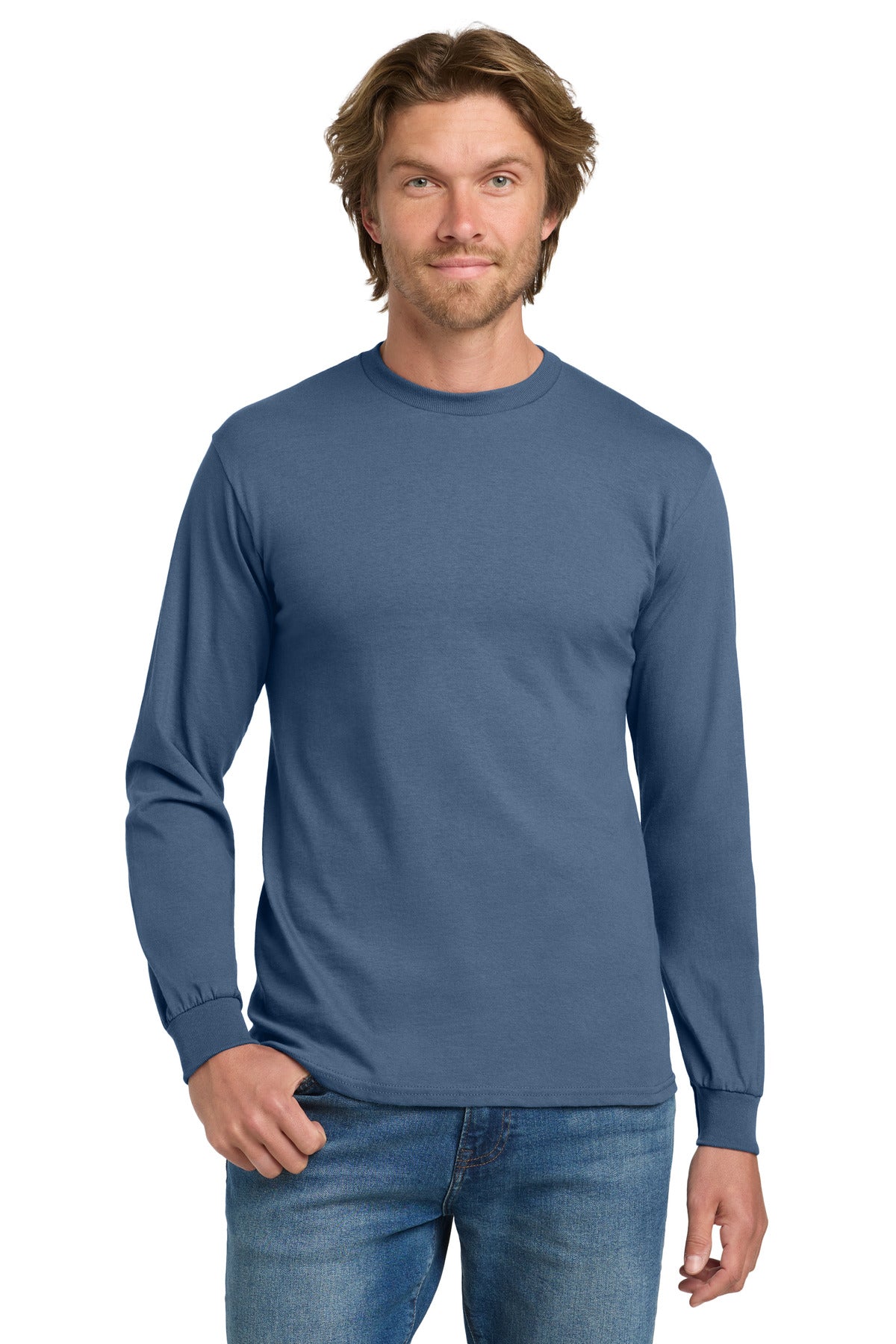Gildan - Heavy Cotton 100% Cotton Long Sleeve T-Shirt - Indigo Blue
