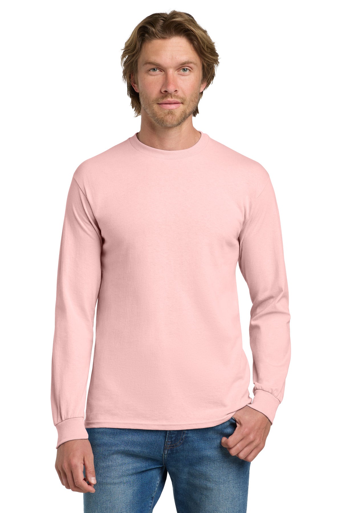 Gildan - Heavy Cotton 100% Cotton Long Sleeve T-Shirt - Light Pink