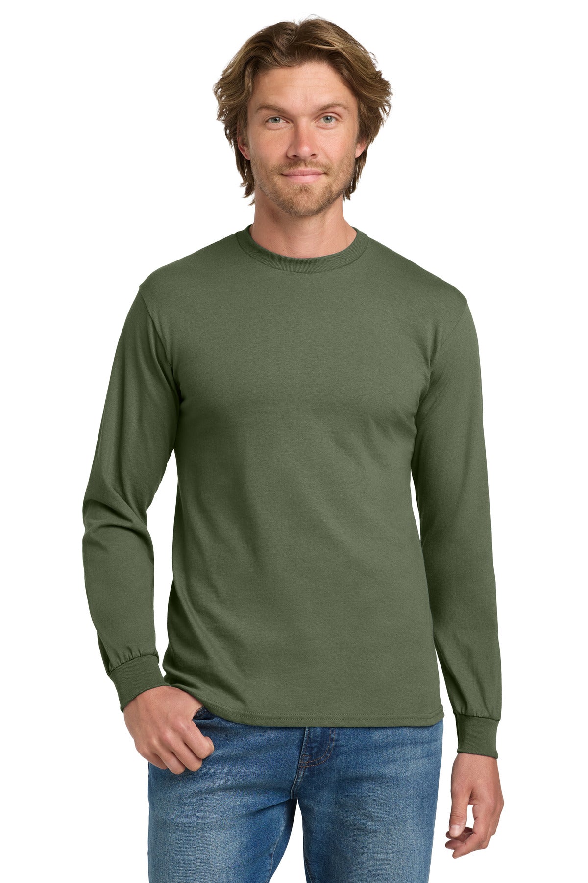 Gildan - Heavy Cotton 100% Cotton Long Sleeve T-Shirt - Military Green