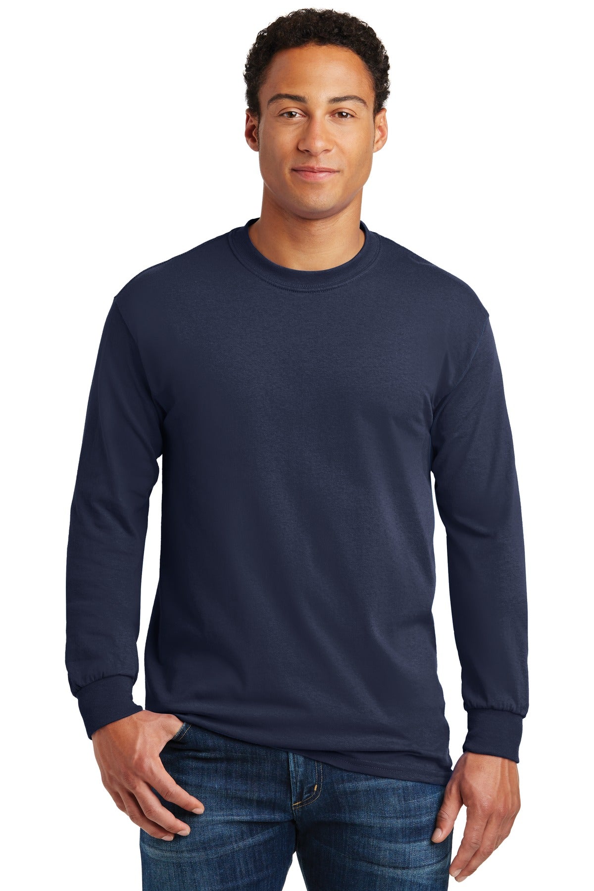 Gildan - Heavy Cotton 100% Cotton Long Sleeve T-Shirt - Navy