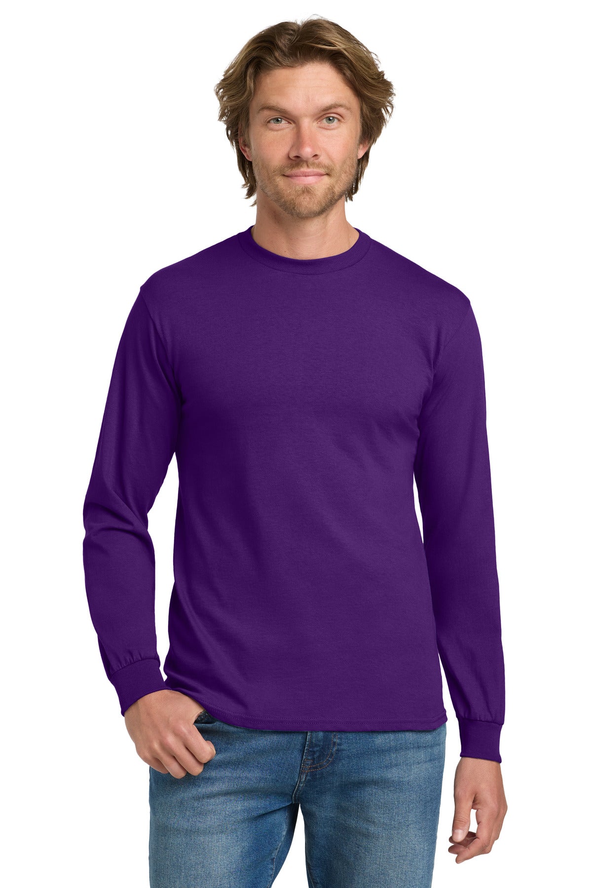Gildan - Heavy Cotton 100% Cotton Long Sleeve T-Shirt - Purple