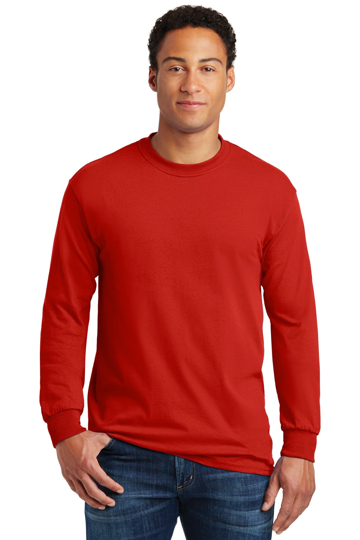 Gildan - Heavy Cotton 100% Cotton Long Sleeve T-Shirt - Red