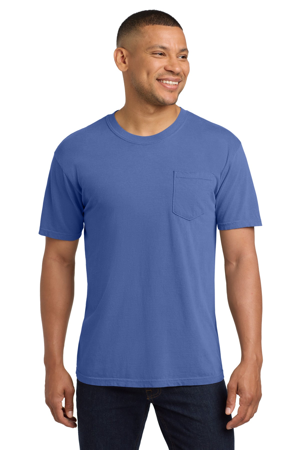 COMFORT COLORS  Heavyweight Ring Spun Pocket Tee - Flo Blue