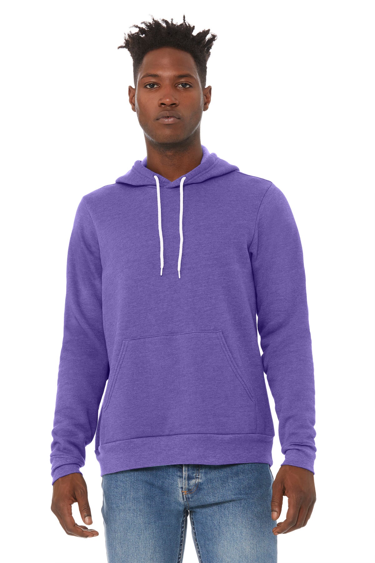BELLA+CANVAS  Unisex Sponge Fleece Pullover Hoodie - Heather Team Purple