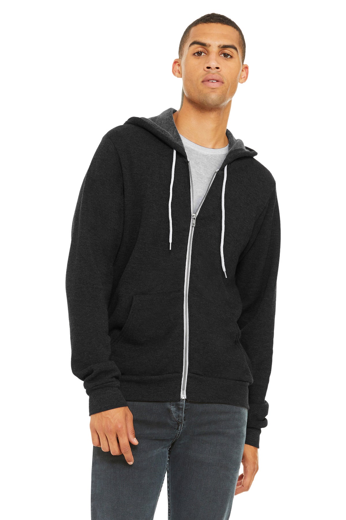 BELLA+CANVAS  ®  Unisex Sponge Fleece Full-Zip Hoodie. BC3739 - Black Heather
