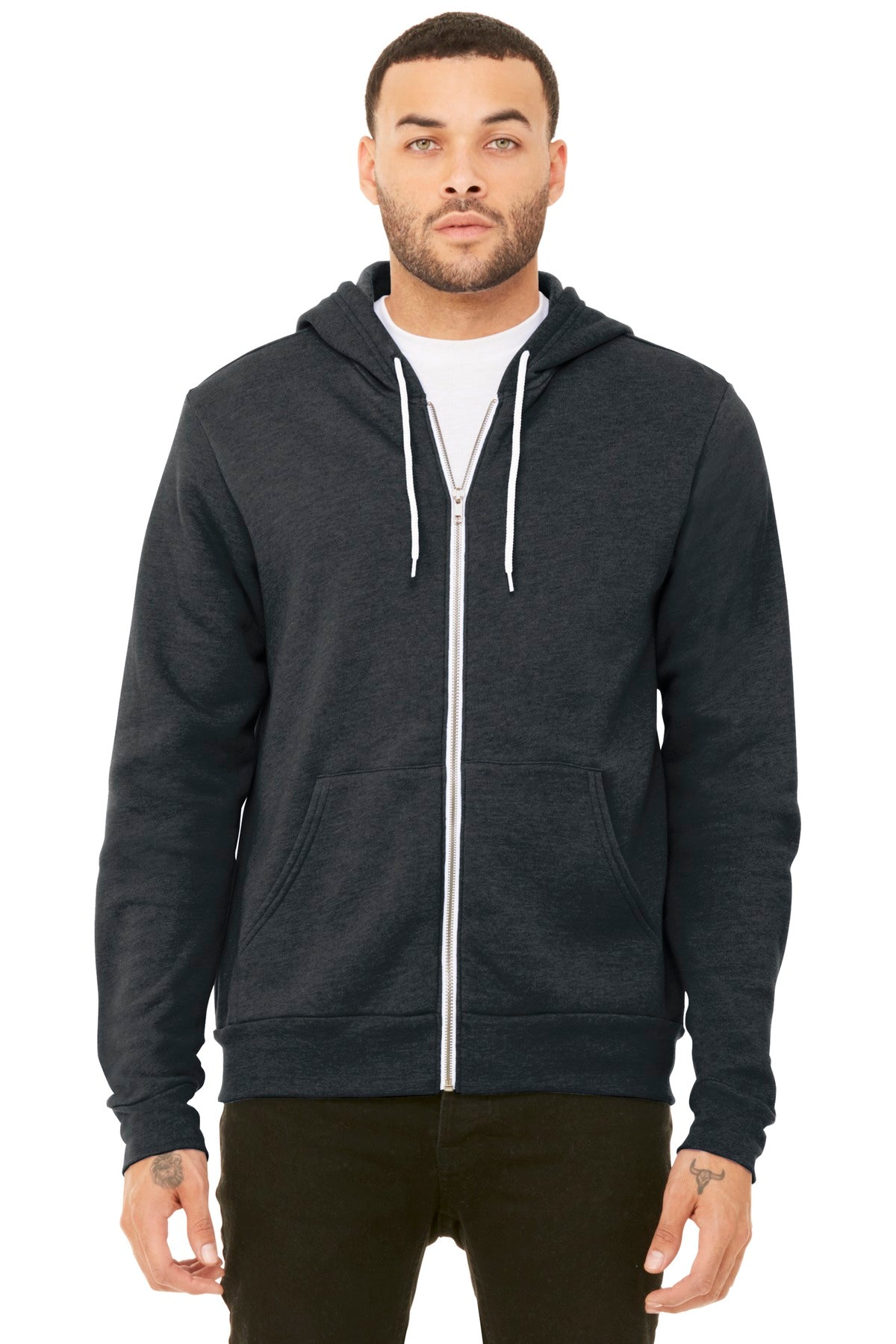 BELLA+CANVAS  ®  Unisex Sponge Fleece Full-Zip Hoodie. BC3739 - Dark Grey Heather