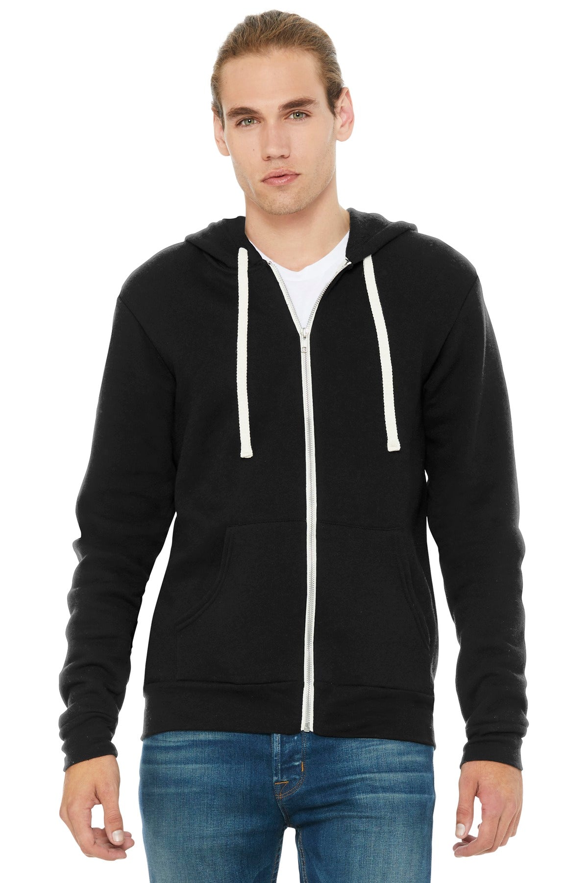 BELLA+CANVAS Unisex Triblend Sponge Fleece Full-Zip Hoodie - Charcoal Black