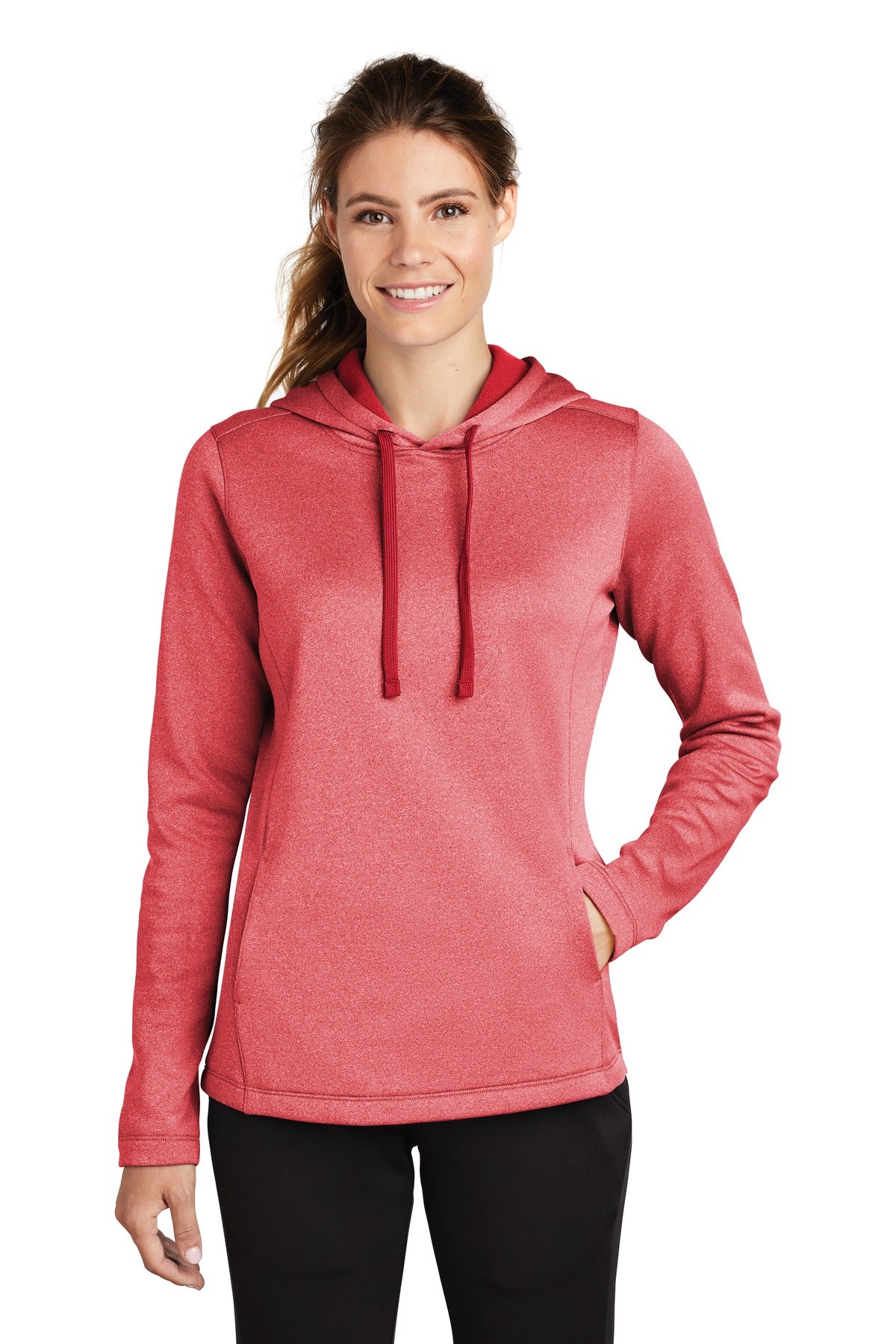 Sport-Tek Women's PosiCharge Sport-Wick Heather Fleece Hooded Pullover