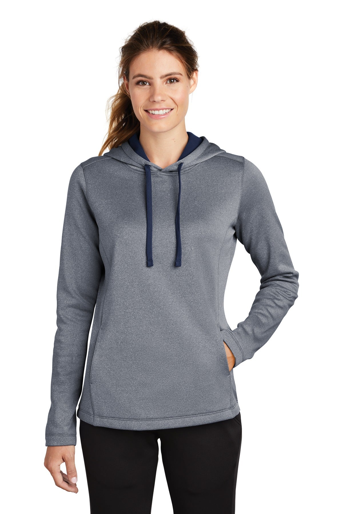 Sport-Tek Women's PosiCharge Sport-Wick Heather Fleece Hooded Pullover
