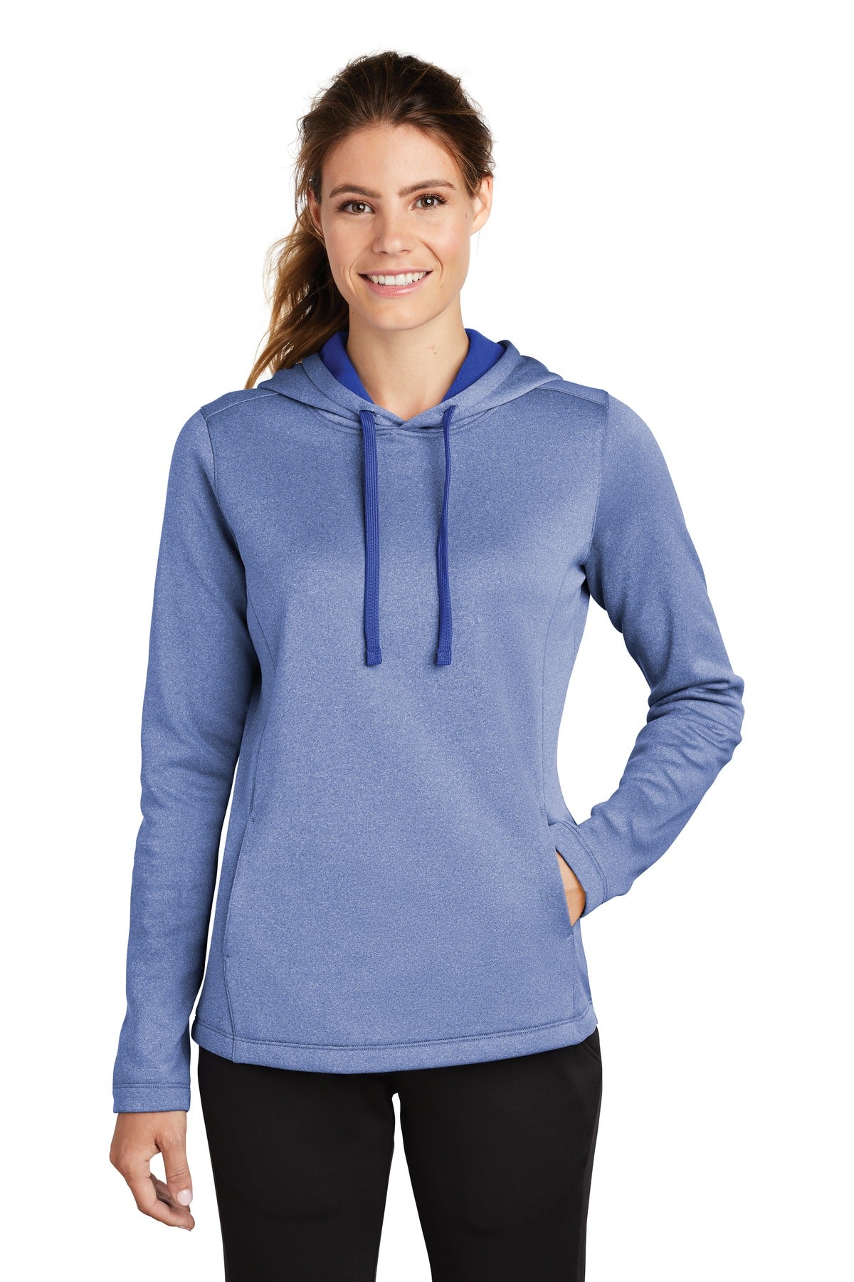 Sport-Tek Women's PosiCharge Sport-Wick Heather Fleece Hooded Pullover