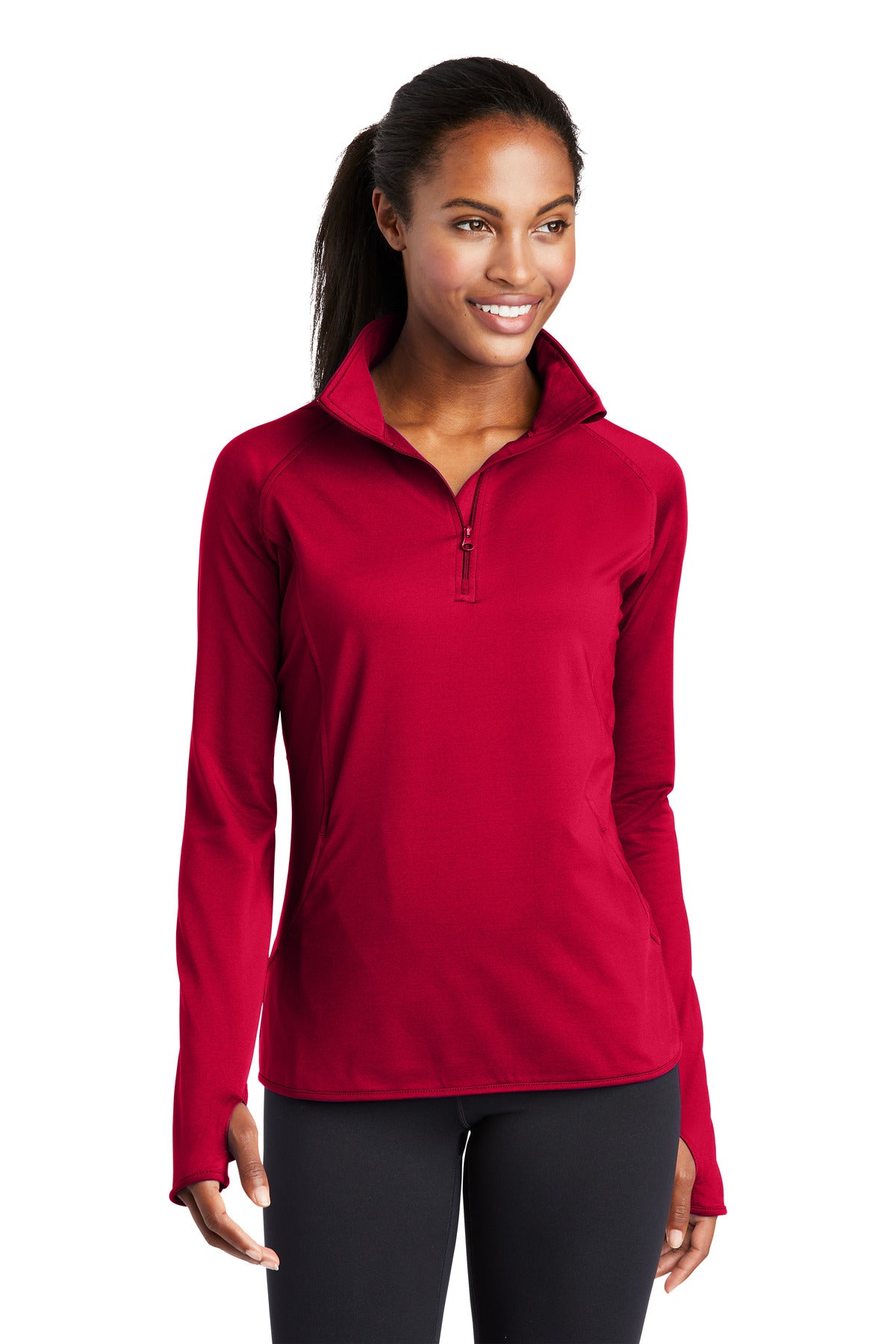 Sport-Tek Women's Sport-Wick Stretch 1/4-Zip Pullover - Deep Red