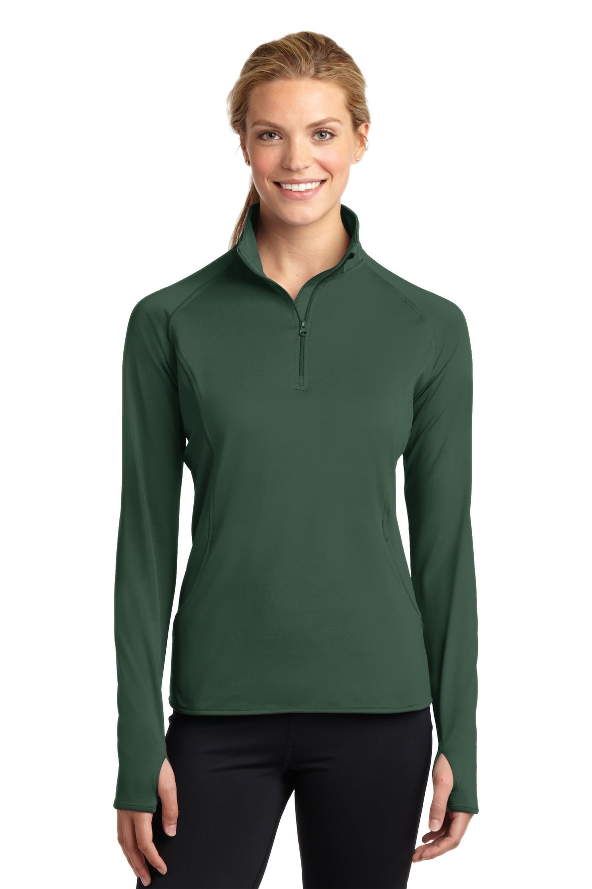 Sport-Tek Women's Sport-Wick Stretch 1/4-Zip Pullover - Forest Green