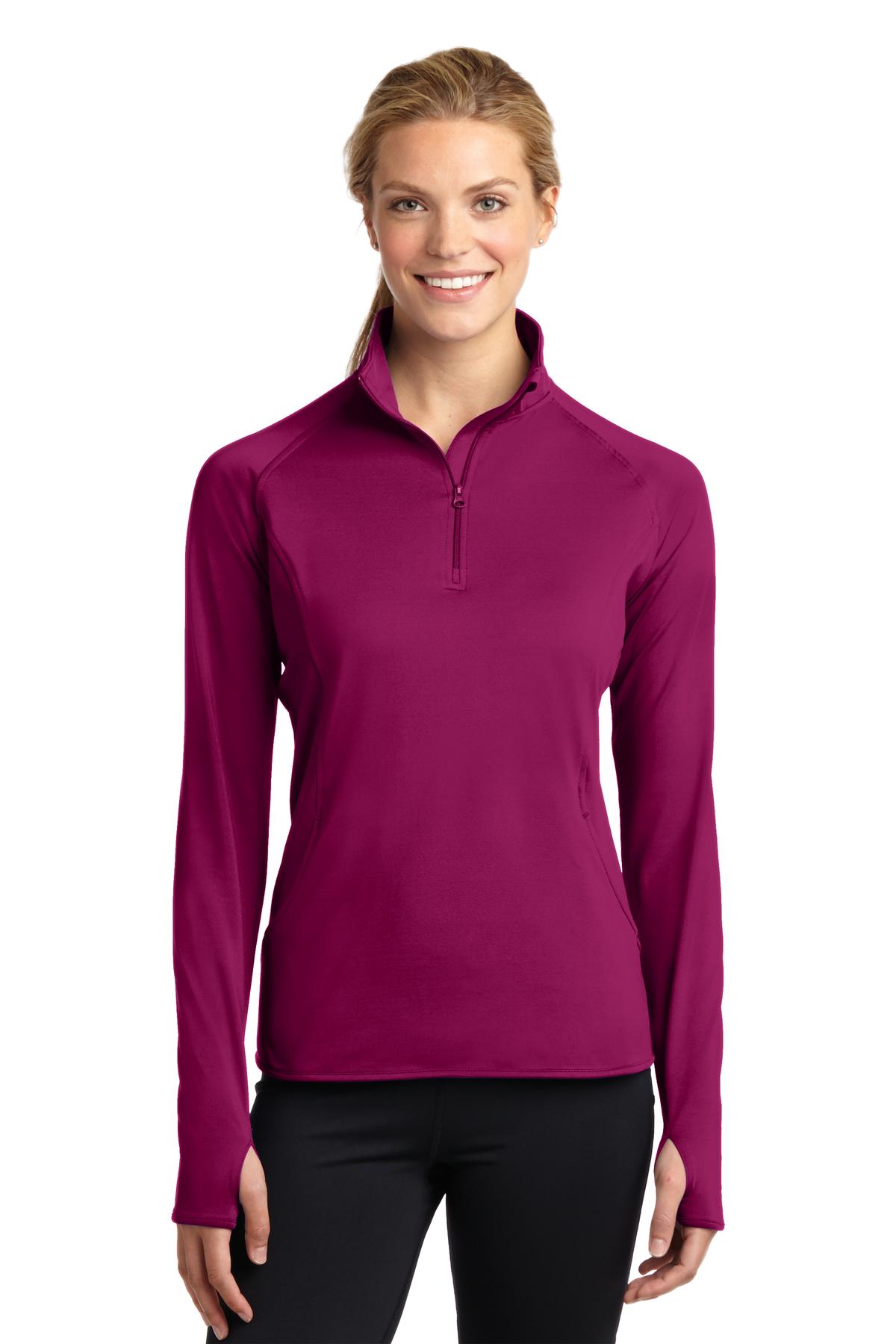 Sport-Tek Women's Sport-Wick Stretch 1/4-Zip Pullover - Pink Rush
