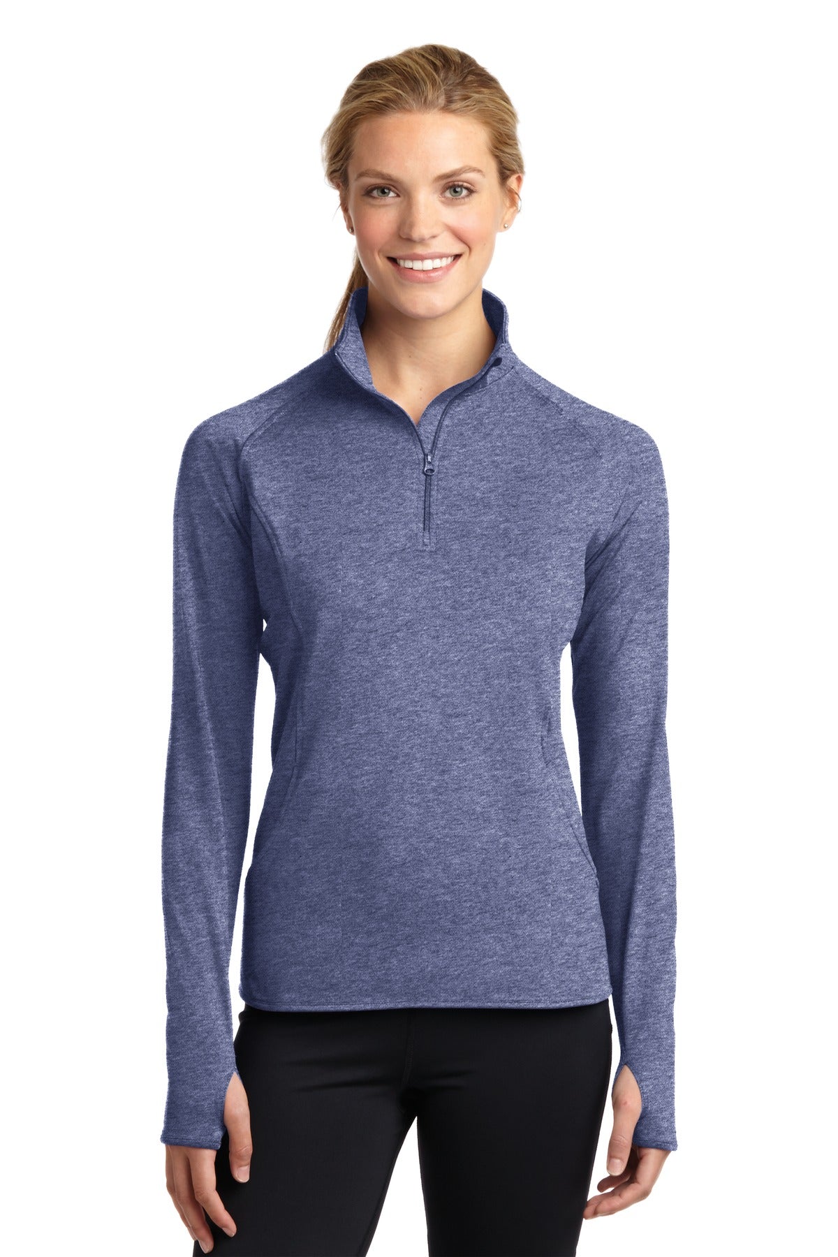 Sport-Tek Women's Sport-Wick Stretch 1/4-Zip Pullover - True Navy Heather