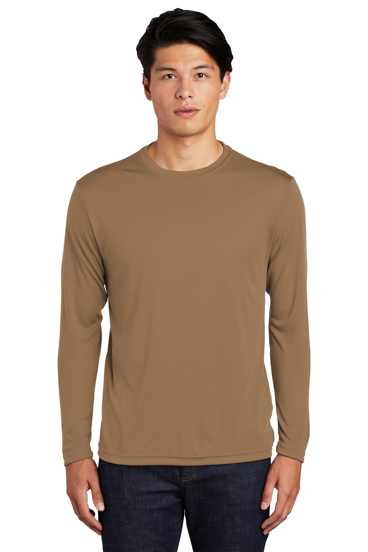 Sport-Tek Long Sleeve PosiCharge Competitor Tee - Woodland Brown